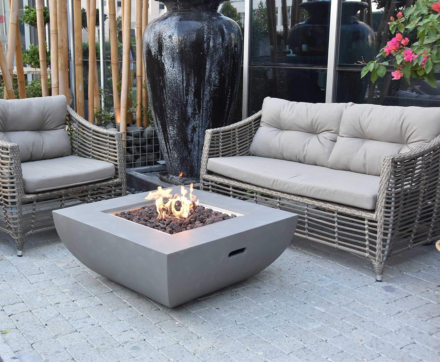 Modeno Fire Table Outdoor Heating Propane Westport Fire Table GRC Fire Pit Table Outdoor Patio Propane Fireplaces (Square)