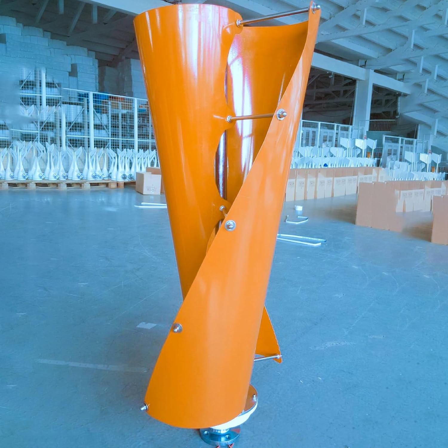 Vertical Spiral Wind Power Turbine Generator 400W / 800W / 1000W / 1200W Maglev Generator Kit 12V / 24V / 48V with Controller and 2 Orange Blades, Breezes Start for Road, Outdoor,400w,48V