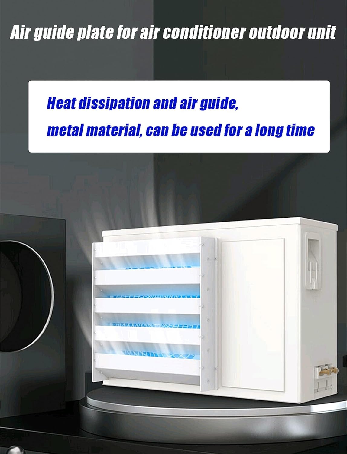 Outdoor Air Conditioner Deflector, Air Conditioner Outdoor Unit Cover Bracket Air Deflector Grilles, Prevent Direct Blowing Galvanized Steel for Baffle Guide Cover