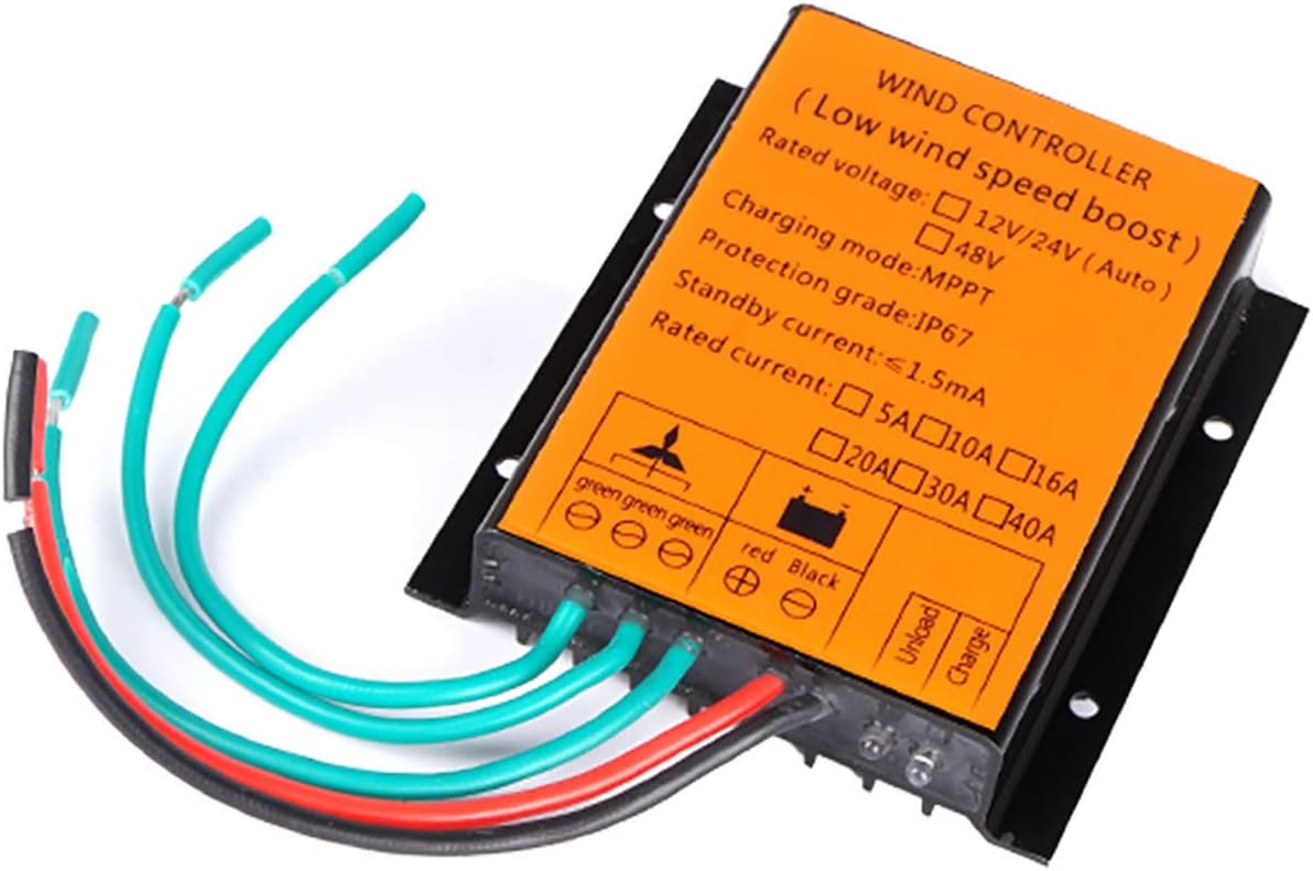 1500W Wind Turbine Controller,12V 24V 48V 3 Phase MPPT Charger Controller for Wind Turbine Charge Regulator for Windmill Wind Generator(Yellow)