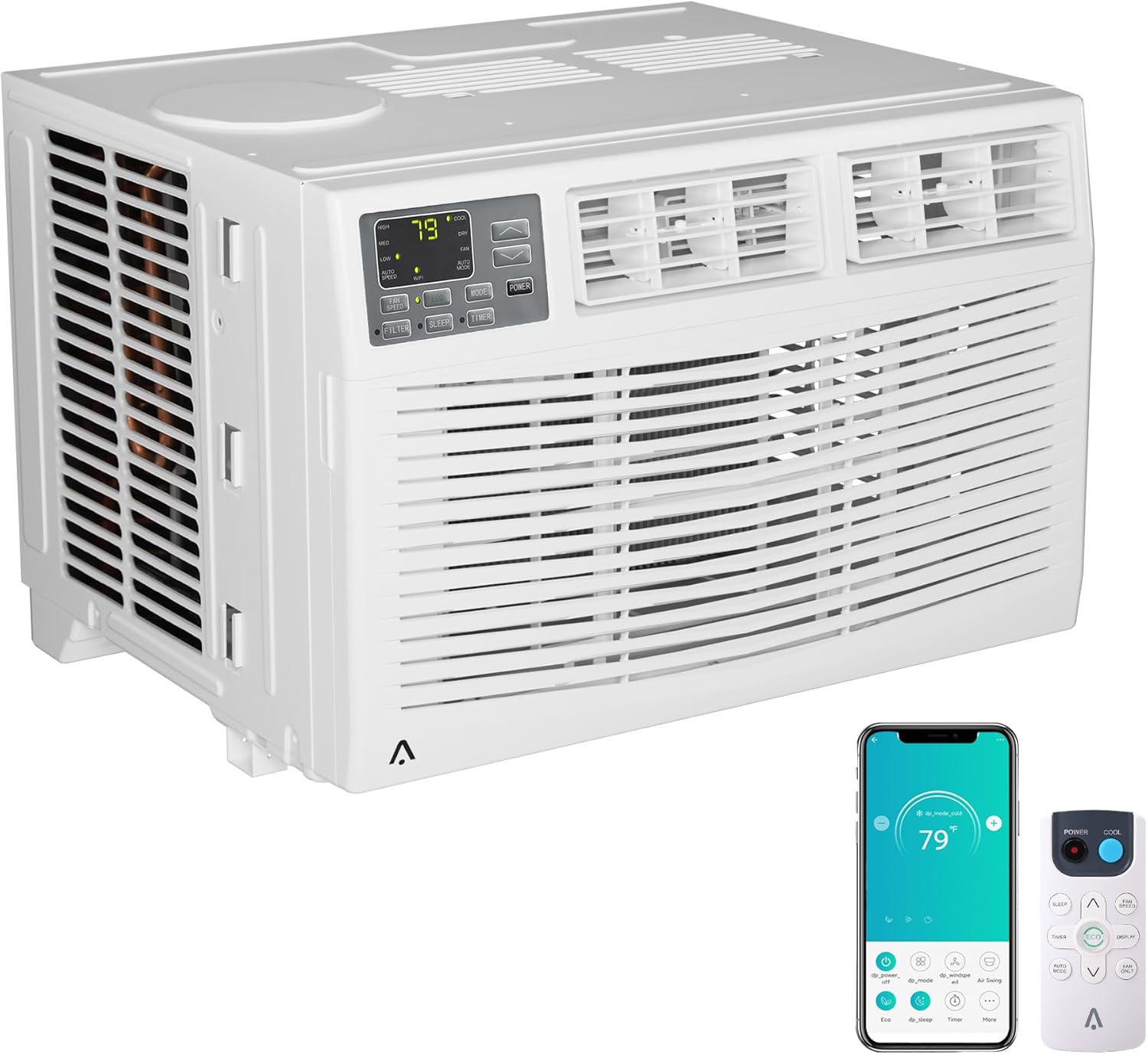 8,000 BTU Window Air Conditioner,Cool Rooms Up to 350 Sq.Ft.,Smart Window AC Unit with Smartphone App or Remote Control,3 Fan Mode,Sleep&ECO Mode,Washable Filter,for Bedroom Apartment Office,New R32