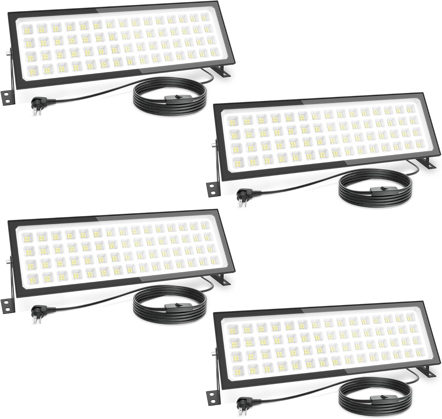 4 Pack Linkable LED Shop Lights - Super Bright 200W 28000LM Aluminum Plug-in Garage Light w/ 9.84ft Cable and Switch, 6000K Bay Lighting for Garage, Workshop, Warehouse