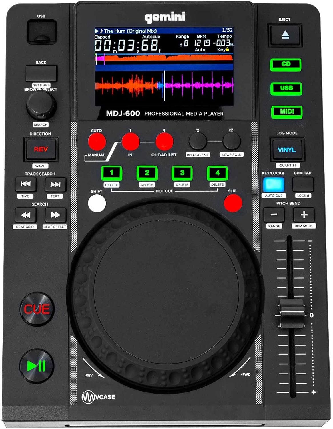 Audiosavings Bundle: MDJ-600 Single Tabletop USB/CD Media Player DJ MIDI Controller w/4.3