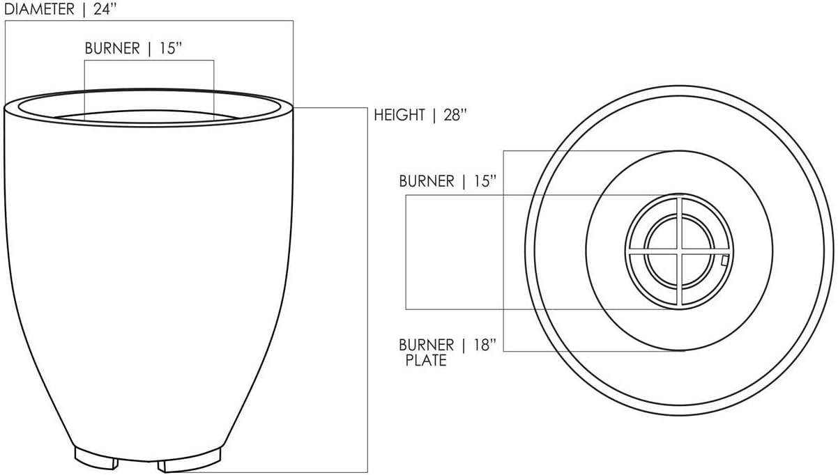 Prism Hardscapes Pentola 1 Concrete Gas Fire Pit (PH-413-2NG), Natural Gas, Ebony, 24-Inch