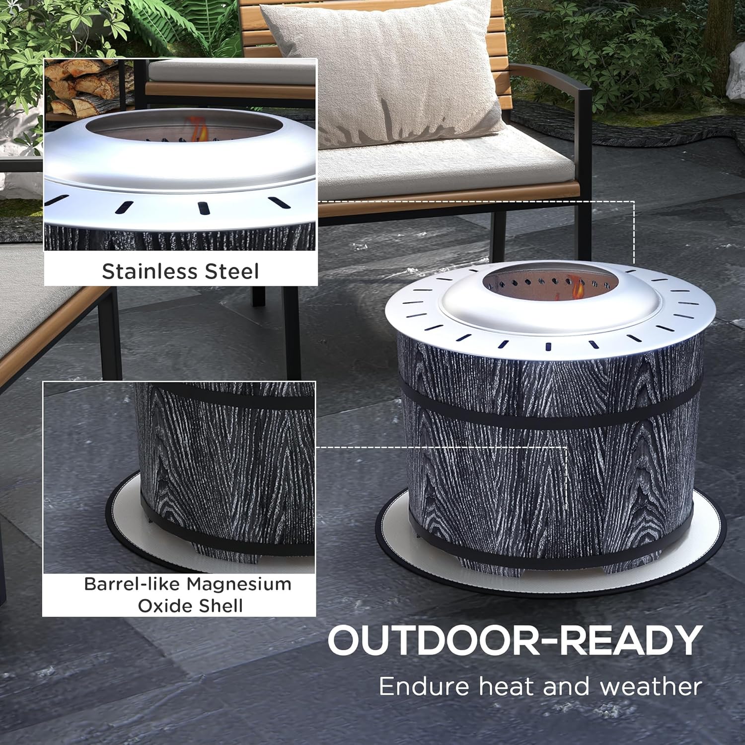 Smokeless Fire Pit with Fireproof Mat, 20