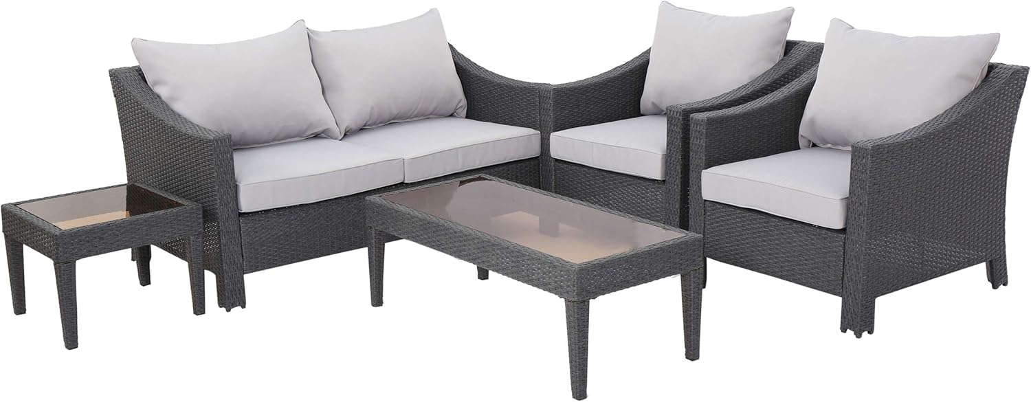 Great Deal Furniture Outdoor Wicker Furnitures Patio Chat Set (Piece of 5)