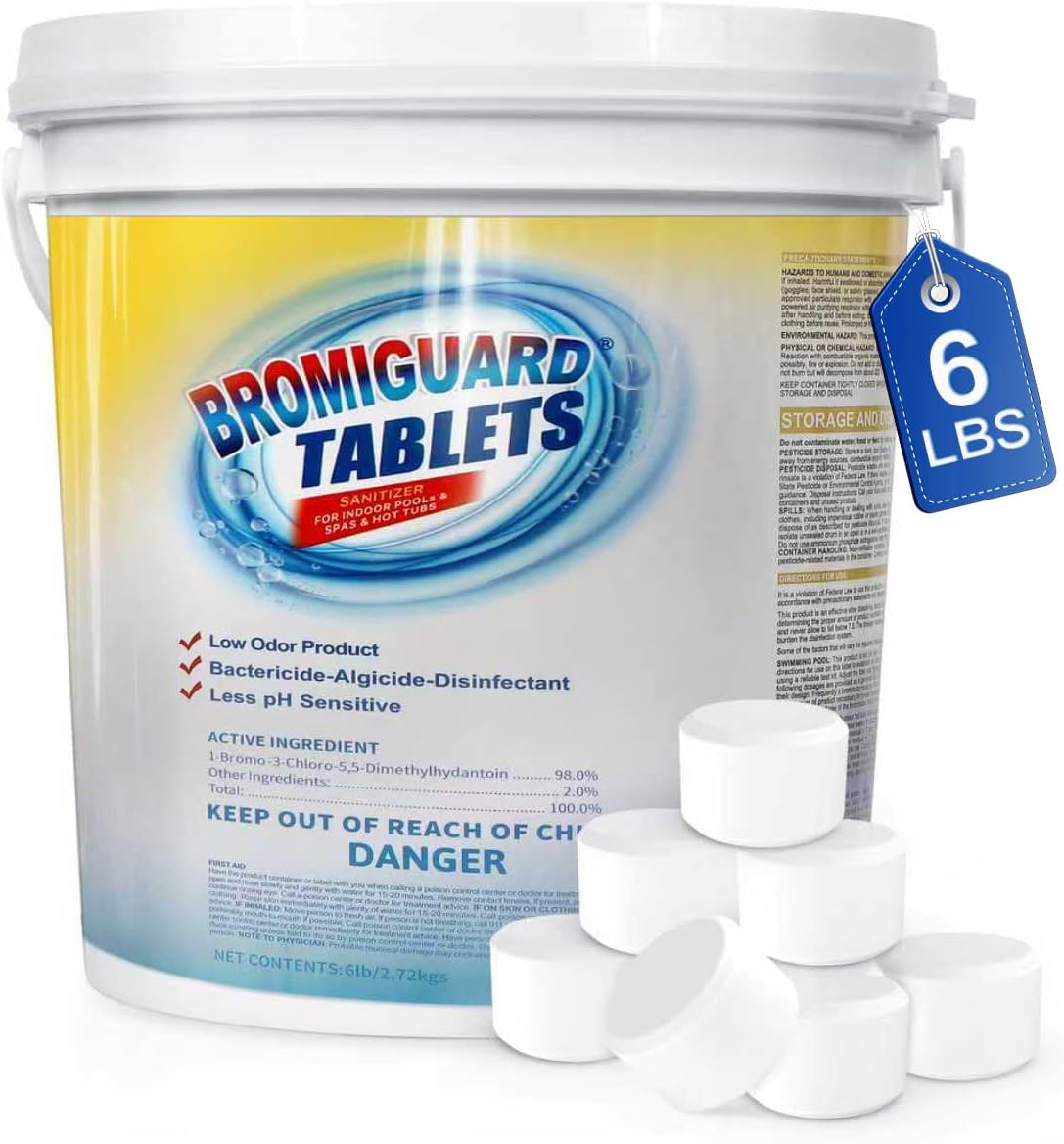 Bromine Tablets for Spa Hot Tub, 1 inch Bromine Tablets for Pools, Pre-Stabilized, Low Chlorine Odor,Great Chlorine Alternative