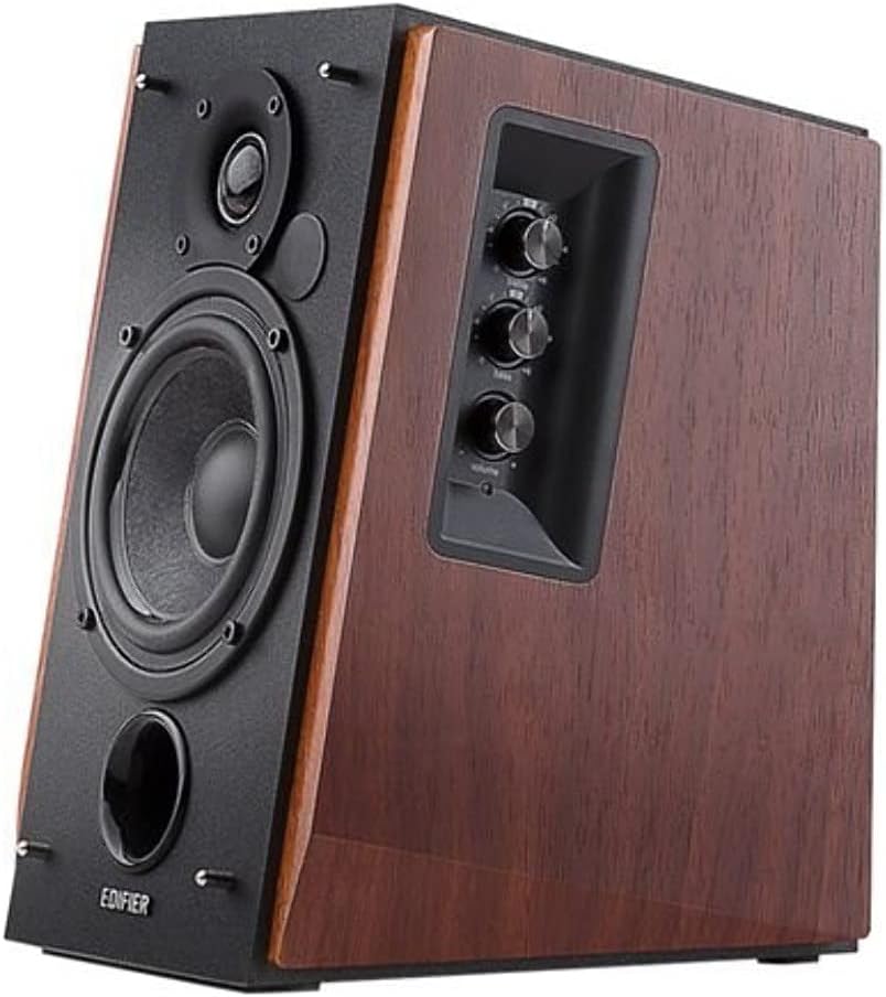 Edifier Amplified Bluetooth Bookshelf Speaker System, 2.0 Powered Active Speakers 66 Watt RMS - Wooden