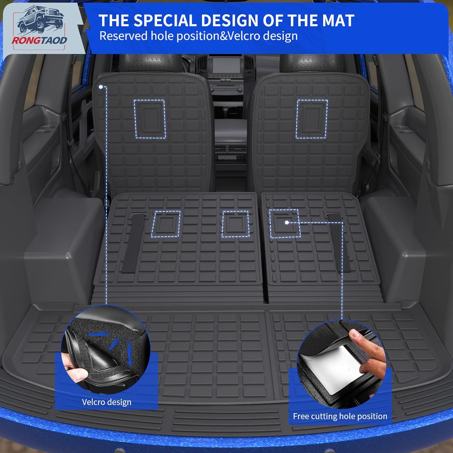 Rongtaod Floor Mats Compatible with 2020-2025 Kia Telluride 7 Seats Trunk Liner Cargo Liner Back Seat Cover Kick Mat 2024 Telluride Accessories (Floor Mats+Trunk Mat+2nd&3rd Row Backrest Mat)