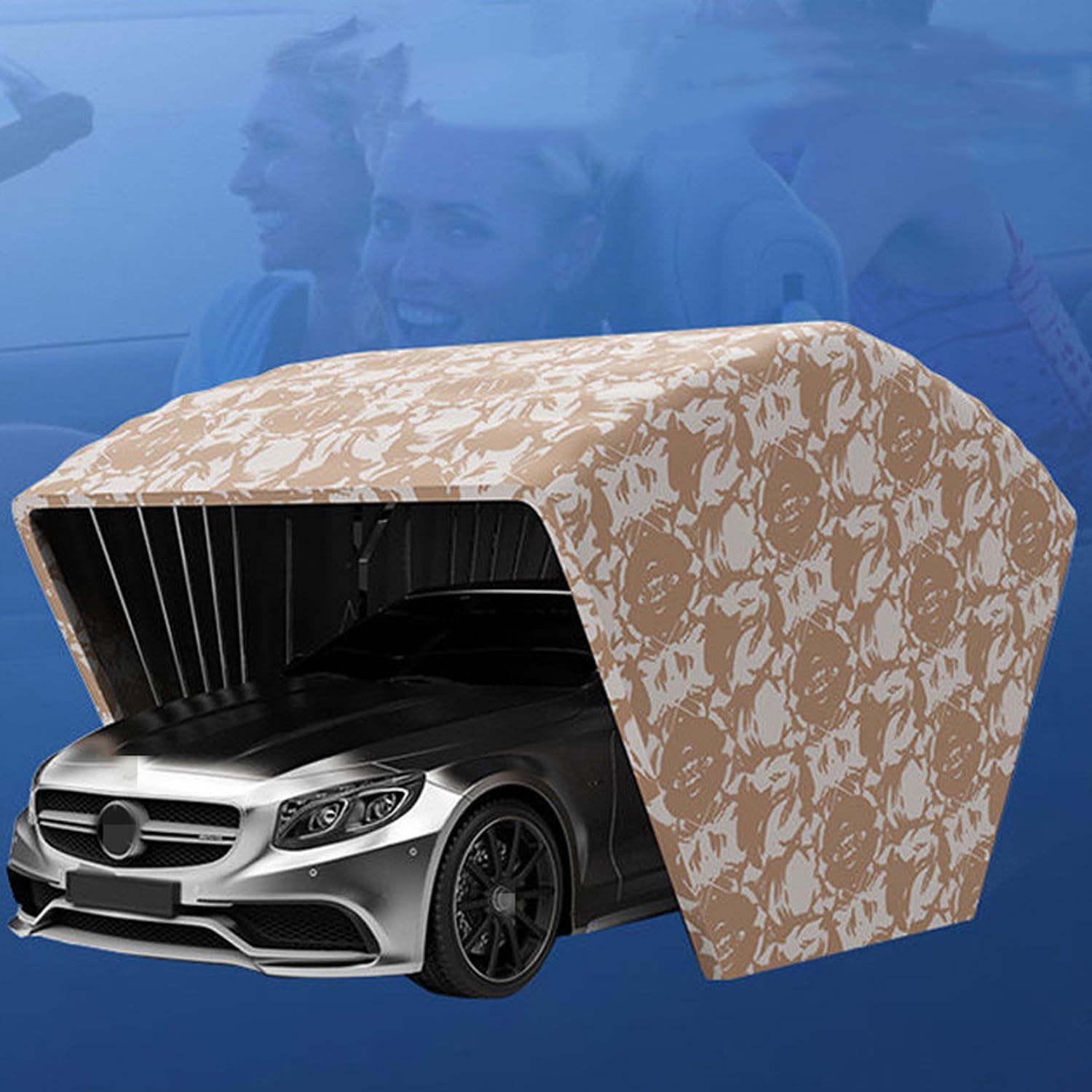 Car Fully Automatic Carport, Heavy Duty Stainless Steel Mobile Garage Parking Shed, Large Huge Car Carport, Outdoor Folding Insulated Car Cover (19 * 8.2 * 8ft)