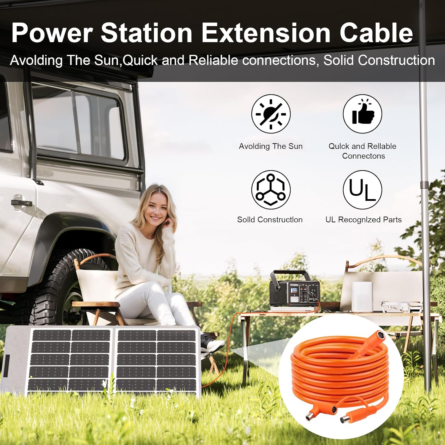 75FT 14AWG DC7909 Solar Panel Extension Cable Compatible with Jackery Solar Generator,Solar Charging Cord Female to Male with DC8020 Power Adapter Suit for Gz Yeti,Anker Jackery Portable Power Station