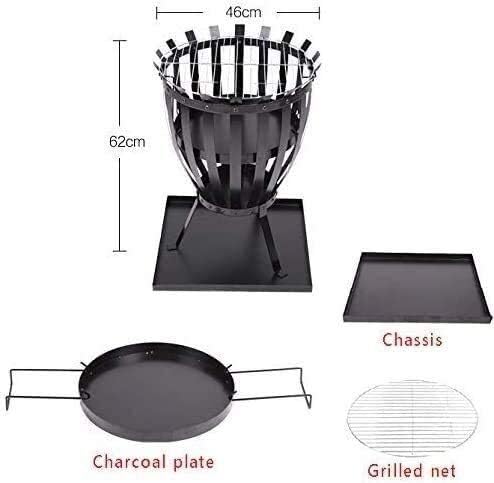 Fire Pits Outdoor Wood Burning Large Bonfire Wood Burning Patio Coal Grill Firepit for Outside Grill Charcoal Smokeless Grill with Spark Screen Poker with Cover BBQ Cooking for Outside Camping