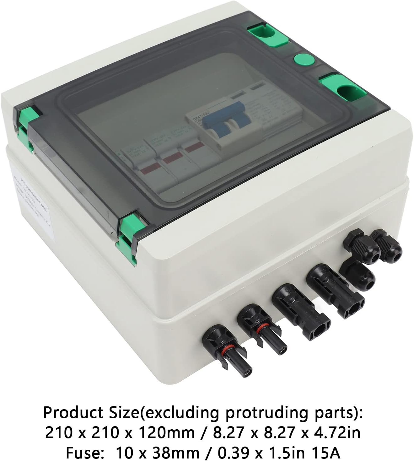 2 String Solar PV Combiner Box DC1000V 2 in 1 Out 15A Circuit Breaker