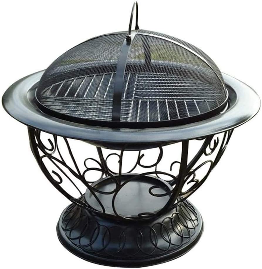 Outdoor Fire Large Bonfire Wood Burning Patio Coal Grill Firepit for Outside Grill Charcoal Smokeless Grill with Spark Screen Poker and Fireplace Cover Black