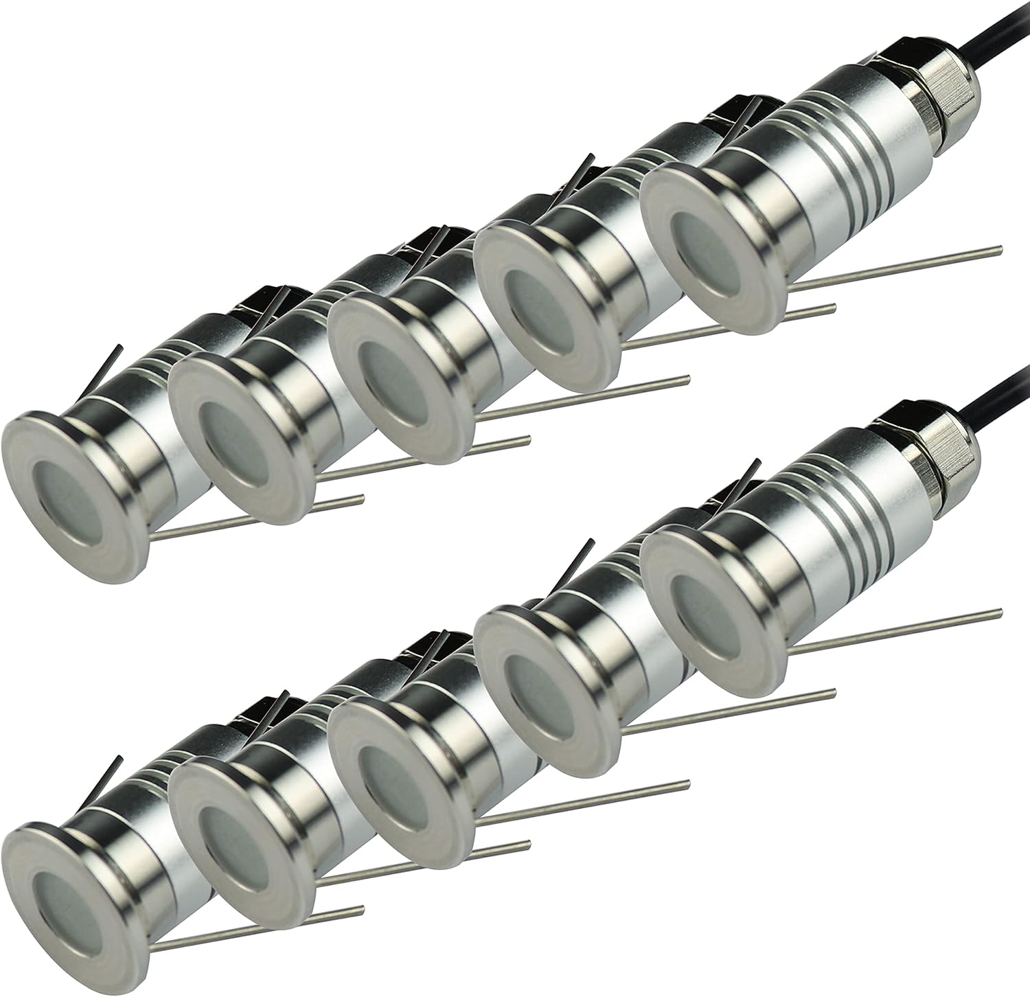 LED Mini In-Ground Well Light-Finger Size,1W 12V DC, 120° Wide Beam Angle, IP67 Waterproof, Recessed Marker Indicator Underground Outdoor Landscape Lighting