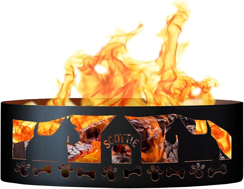 PD Metals SFR01048 Scottie Unpainted 12 in. Tall 48 in. Diameter Outdoor Fire Ring - 48 x 48 x 12 in. - Rustic Black Color