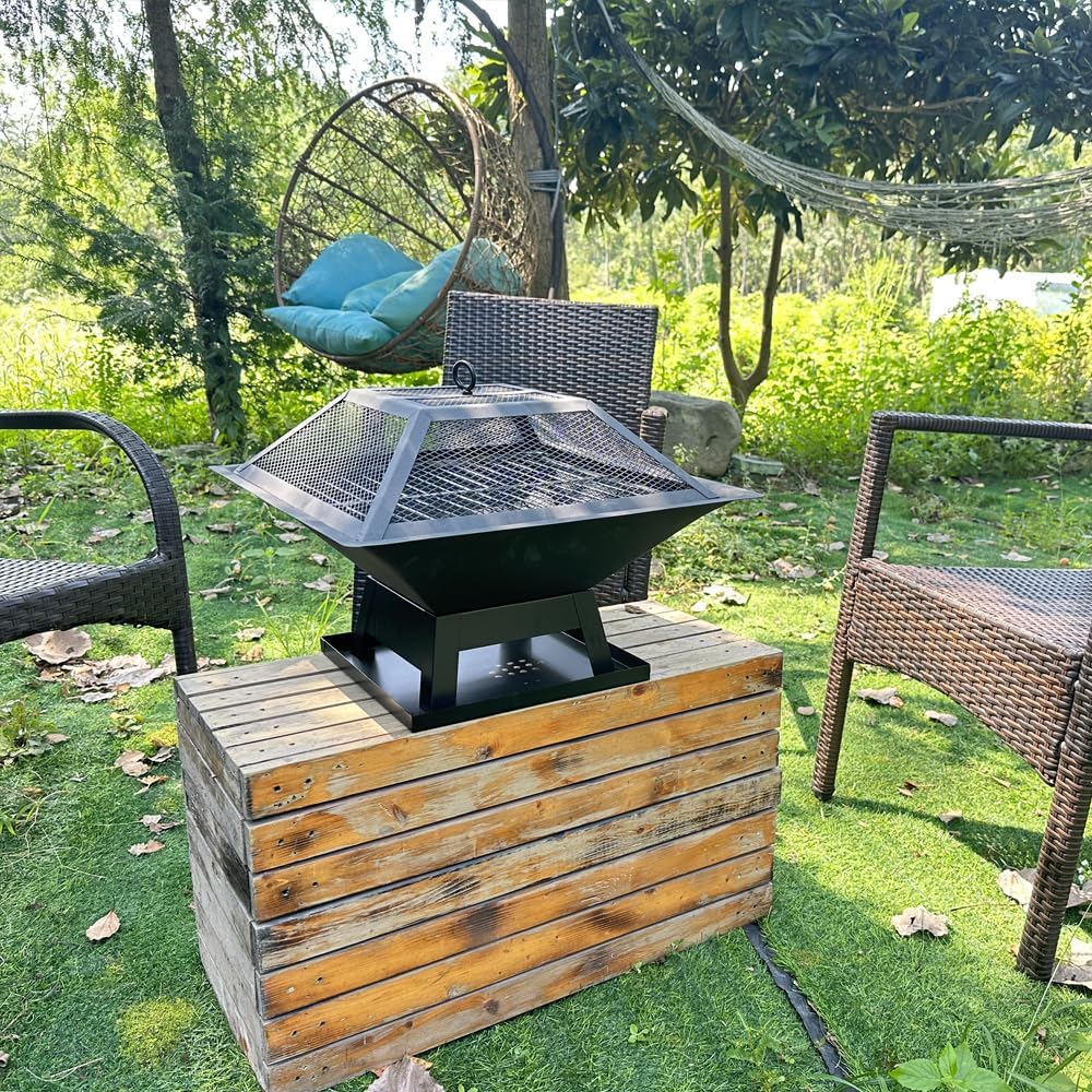 Square Small Fire Pit BBQ Party Portable Fire Pit