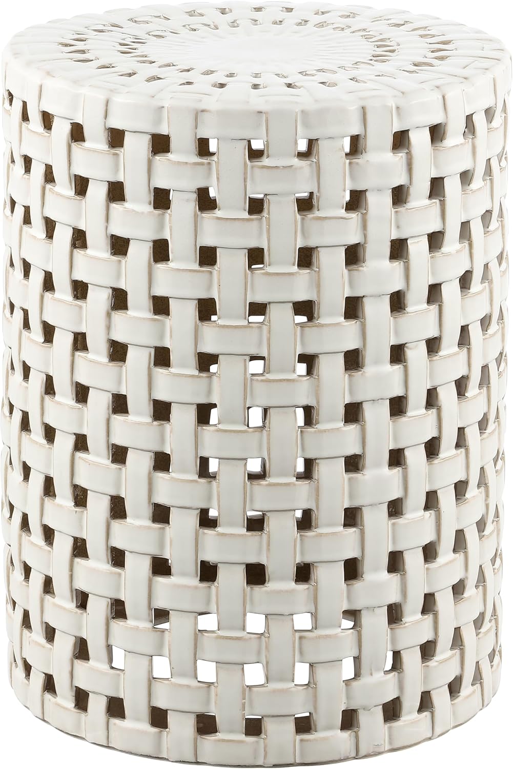 SAFAVIEH Home Collection Sayre Cream Ceramic 18-inch Decorative Accent Garden Stool for Living Room, Bathroom, Patio, Side Table, Plant Stand (Fully Assembled)