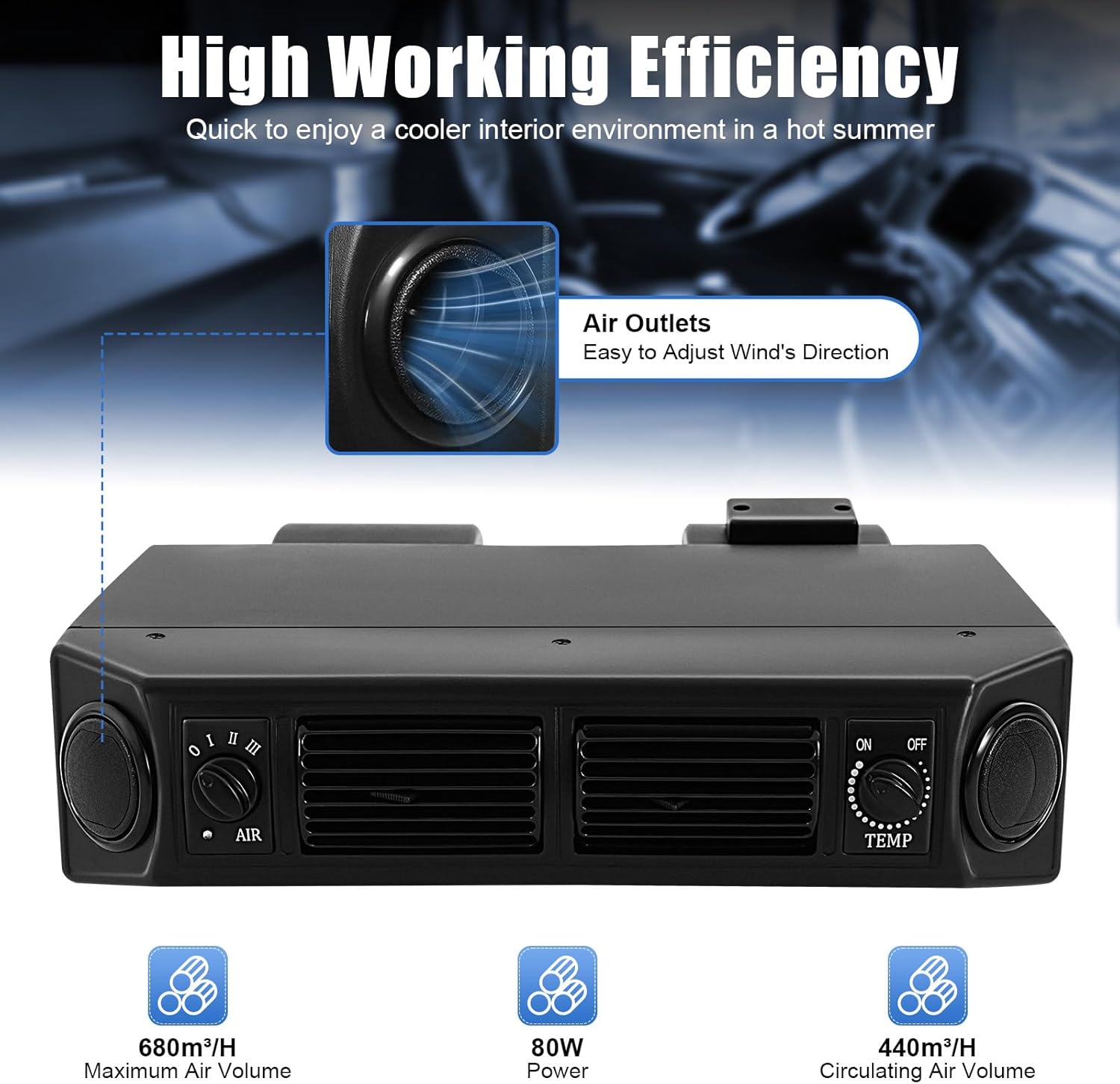 Universal Air Conditioner Evaporator, 12V Truck Car AC Evaporator - Heavy Duty Aluminum Cooling Unit w/ 3-Speed Control, 680m³/H Airflow & Drain Hose (Fits Most Vehicles, R12 Compatible) ﻿