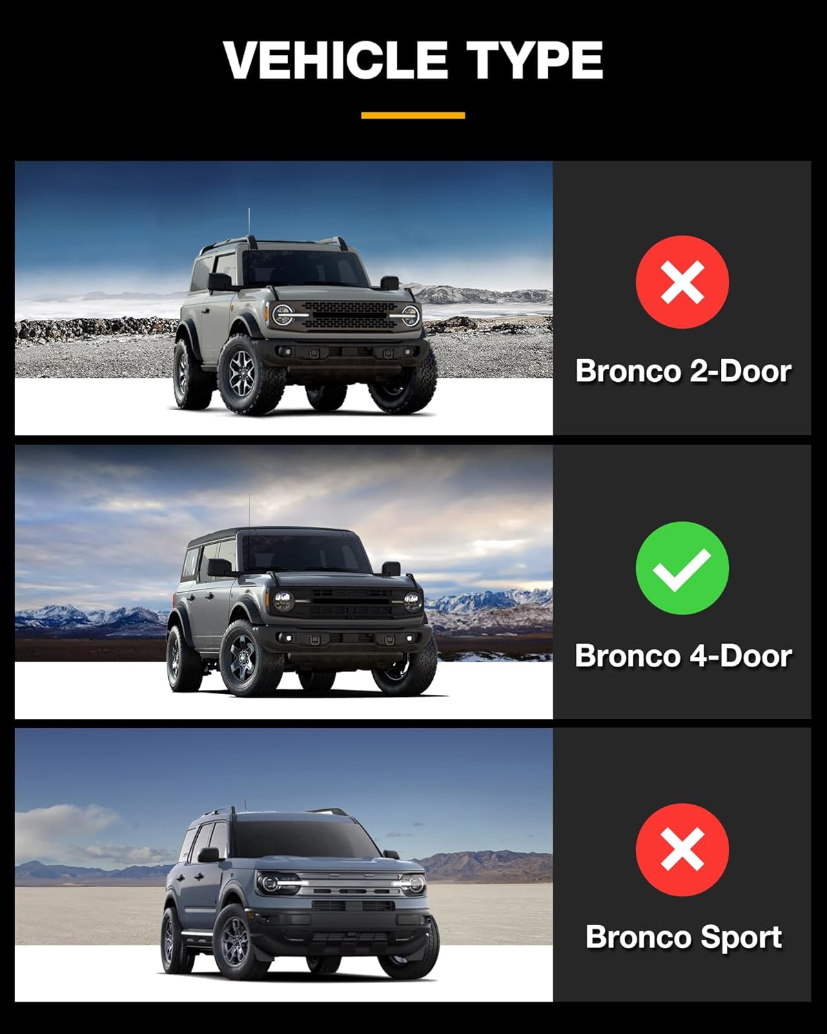 3W Ford Bronco Floor Mats & Cargo Liner & Back Seat Cover Custom Fit for 2021 2022 2023 2024 2025 Bronco 4 Door All Weather Custom Fit Ford Bronco Accessories (Not for Sport & Rubberized Floor)