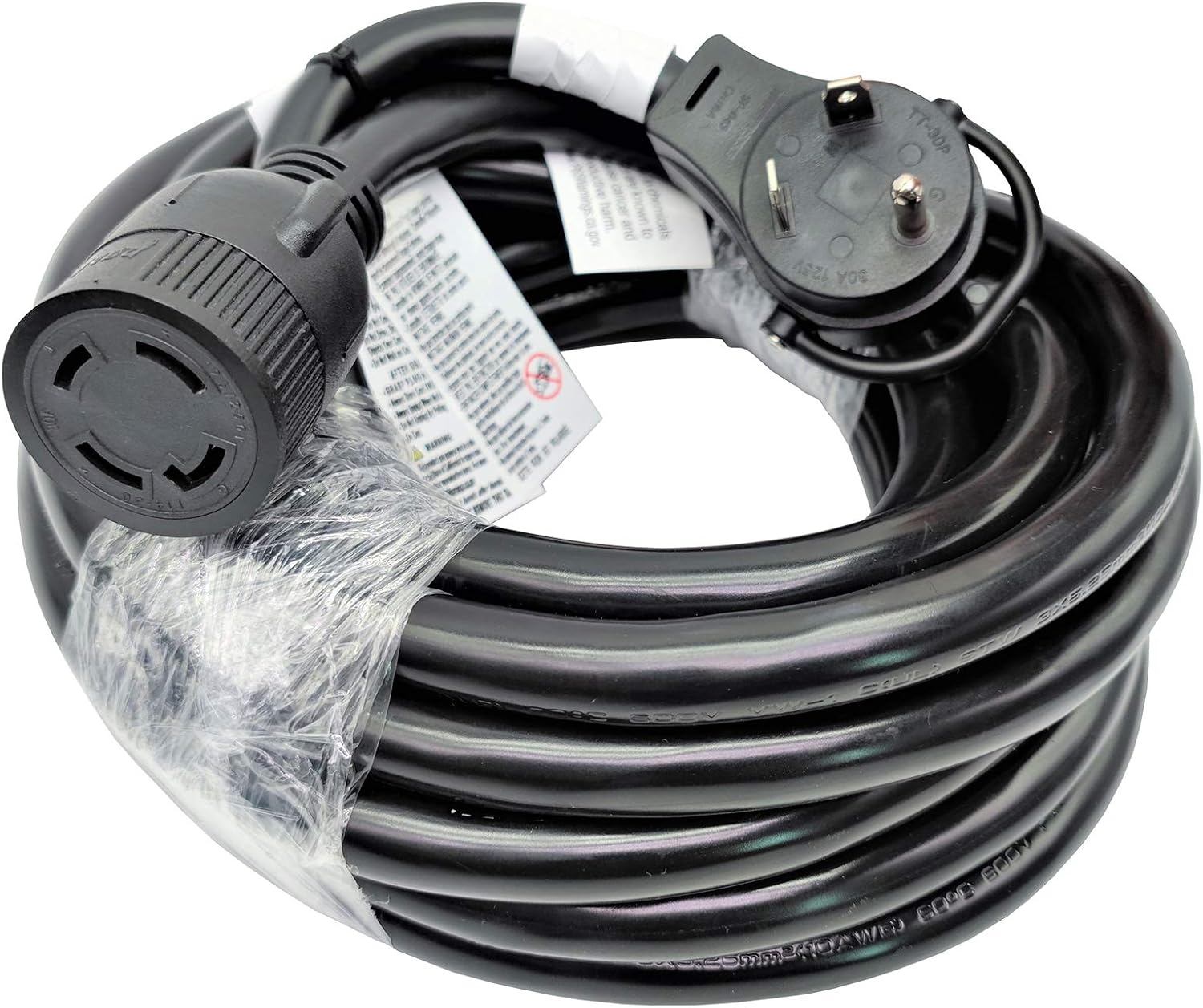 Parkworld 885446 NEMA TT-30P to L14-30R Adapter Cord, RV 30A TT-30 Male Plug with Handle to Generator 30A 4-Prong L14-30 Female Receptacle (36 Foot)