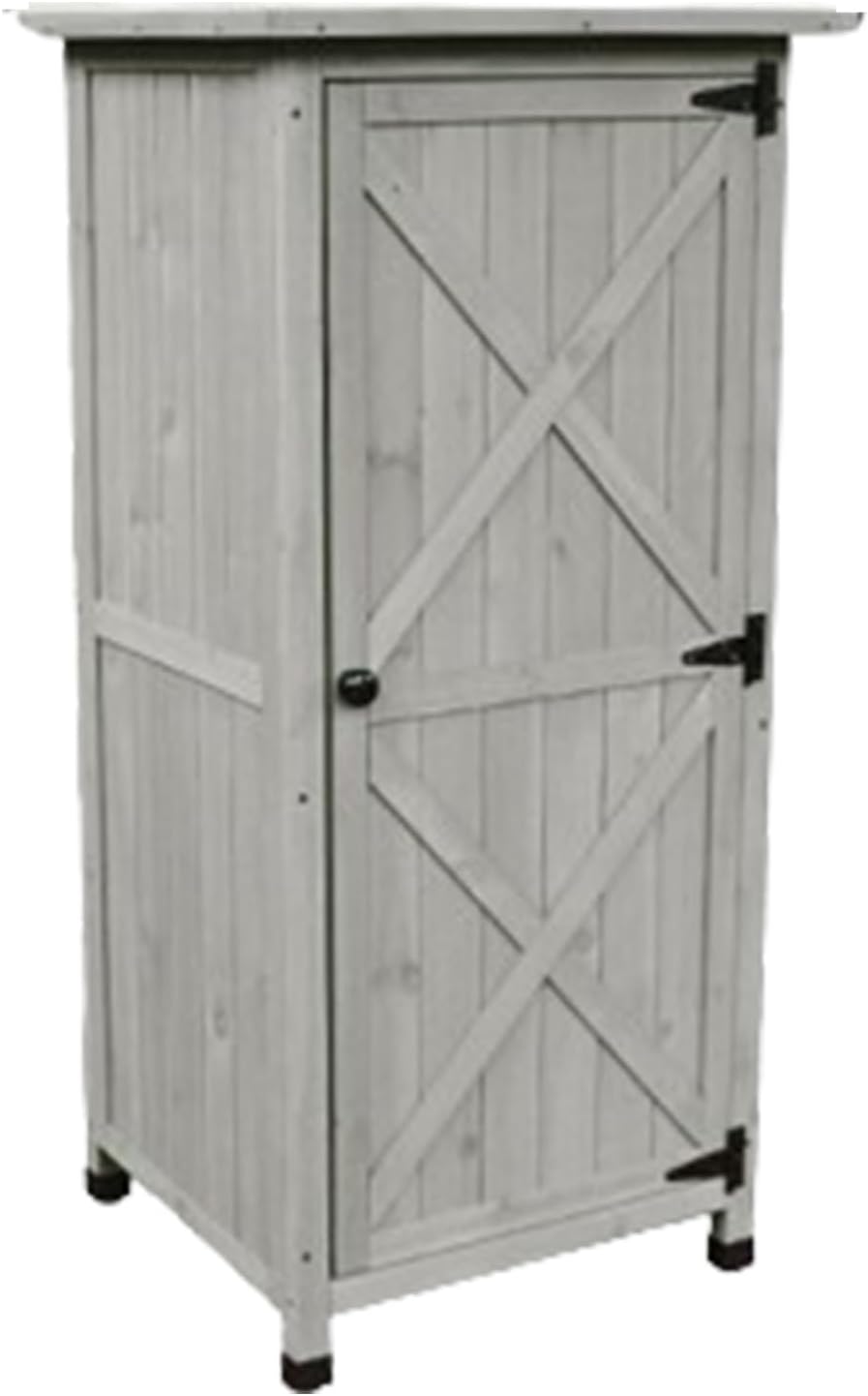 Outdoor Wooden Storage Shed,Outdoor Storage Cabinet with Metal Plated Tabletop House Flat Roof Tool Room for Backyard Garden,Patio,Yellow Brown(Gray)