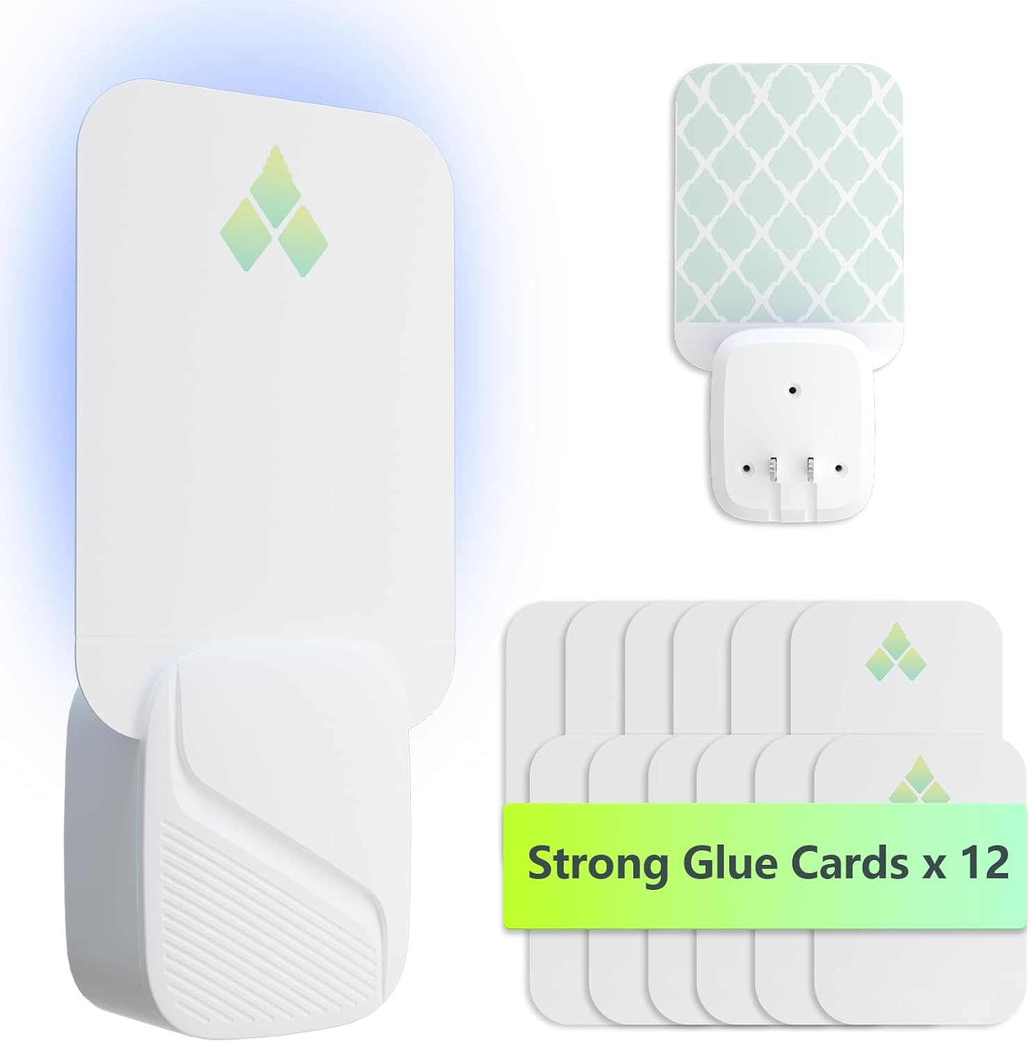 Fly Trap Indoor(2 Devices + 12 Glue Cards), Plug-in Flying Insect Trap, 2 in 1 Fruit Fly Traps with UV Light & Night Light, Gnat Moth Catcher for Home, Indoor Gant Killer, White