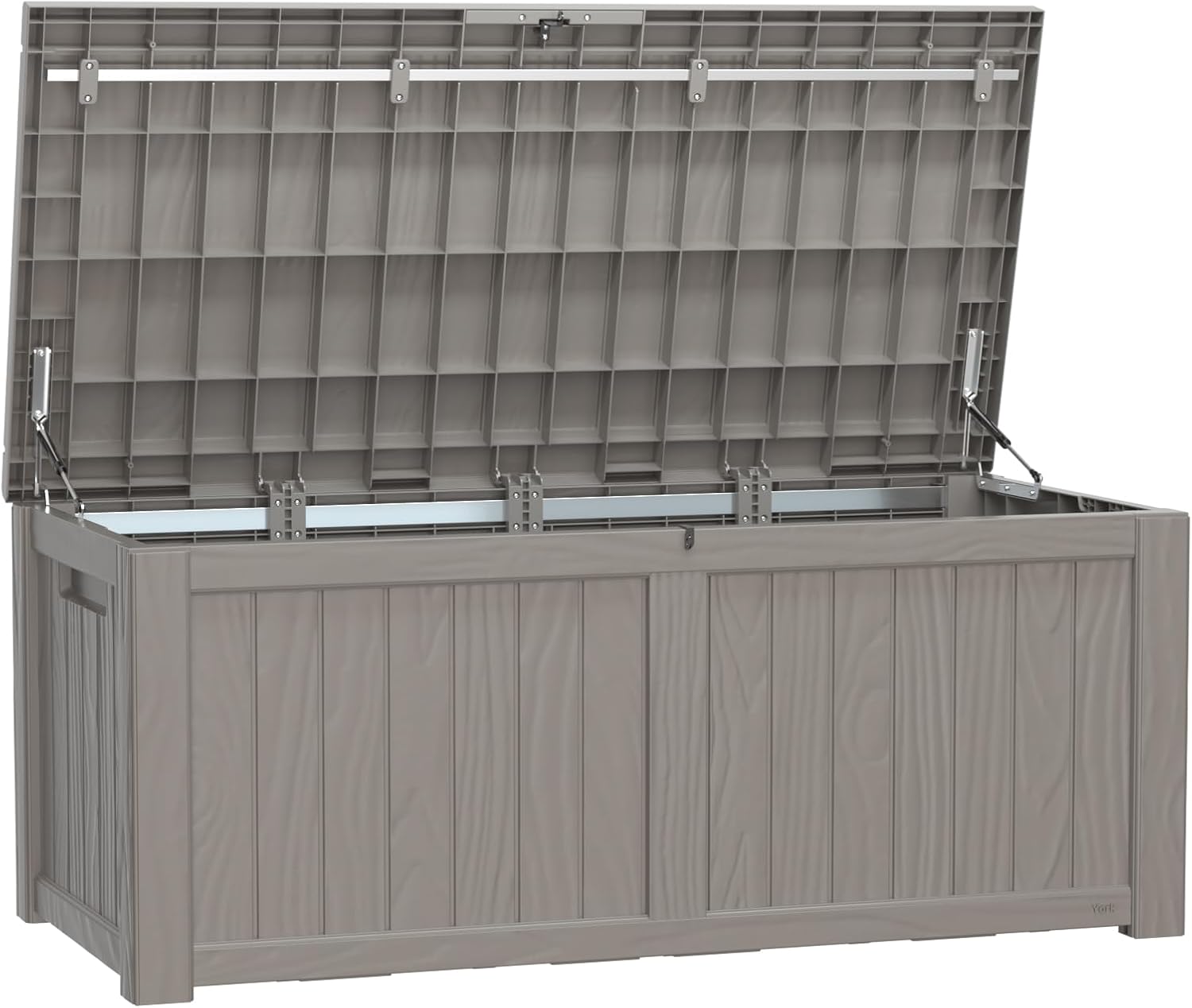 Vixzen 120 Gallon Resin Deck Box, Lockable Outdoor Storage Box for Patio Cushions Storage Furniture,Garden Tools, Pool Supplies, Weatherproof and UV Resistant- Grey