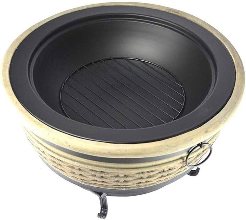 Firepit Fire Pit - Large Bonfire Wood Burning Firepit Bowl - BBQ Grill Metal Grate - for Outdoor Backyard Terrace Patio