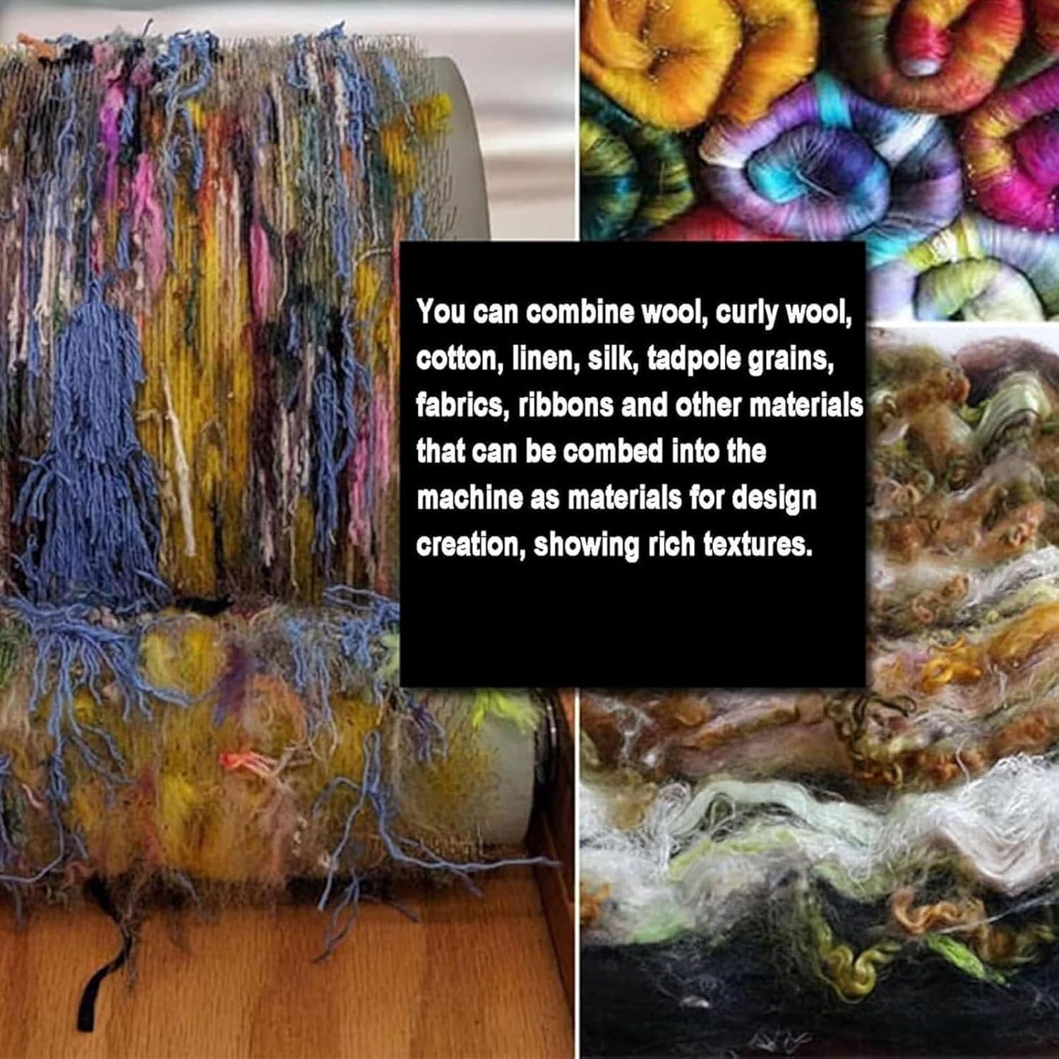 Wool Fiber Drum Carding Machine DIY Manual with Roller and Nylon Bearing Efficiently Blend Wool Cotton Linen Silk Mix Colors Quickly