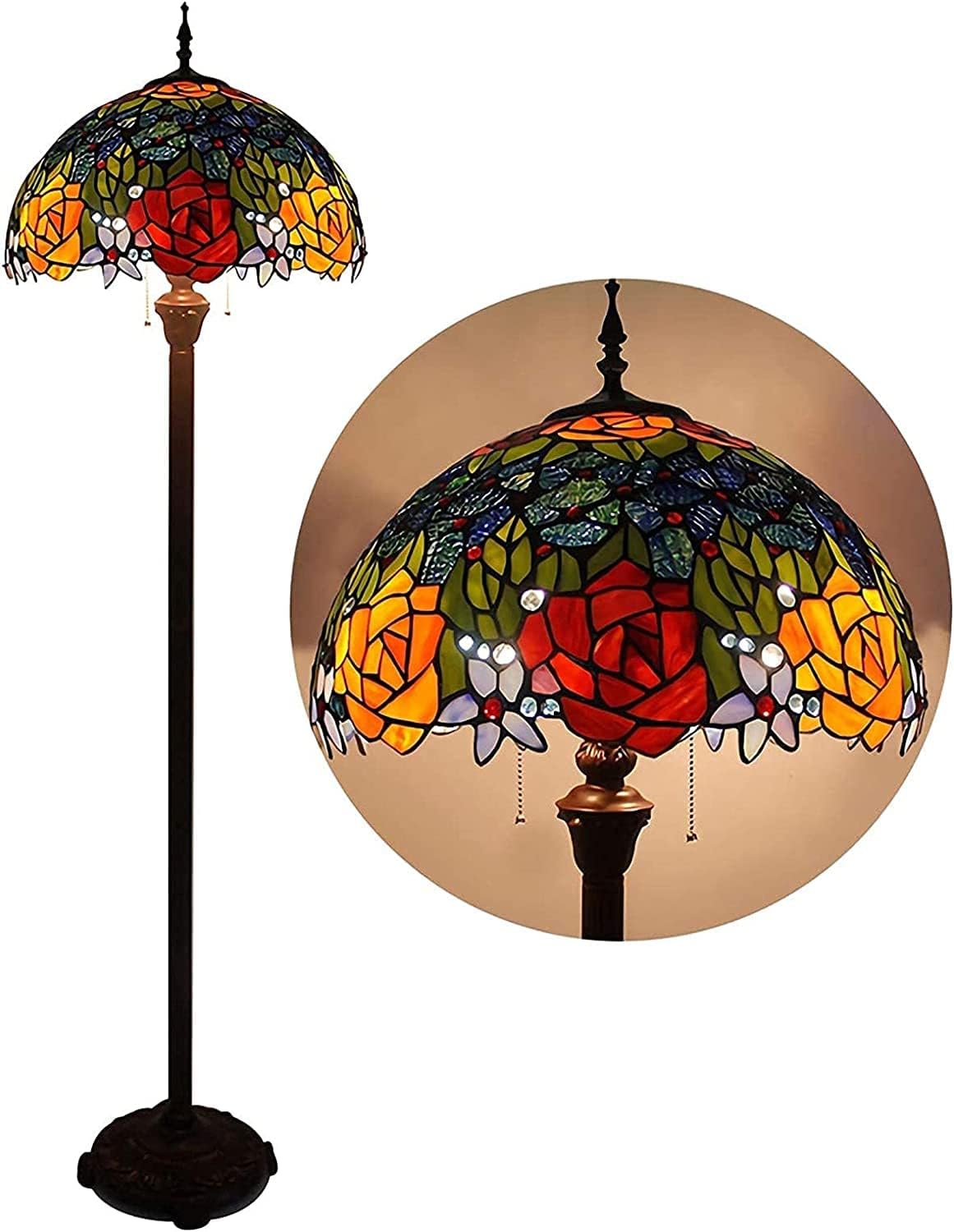 Tiffany-Style Floor Lamp Standlamp Tiffany-Style Floor Lamp Stained Glass Floor Lamp Vintage Stained Stained Foot Lamp Ancient Retro Floor Lamp Tiffany-Style Readlamp