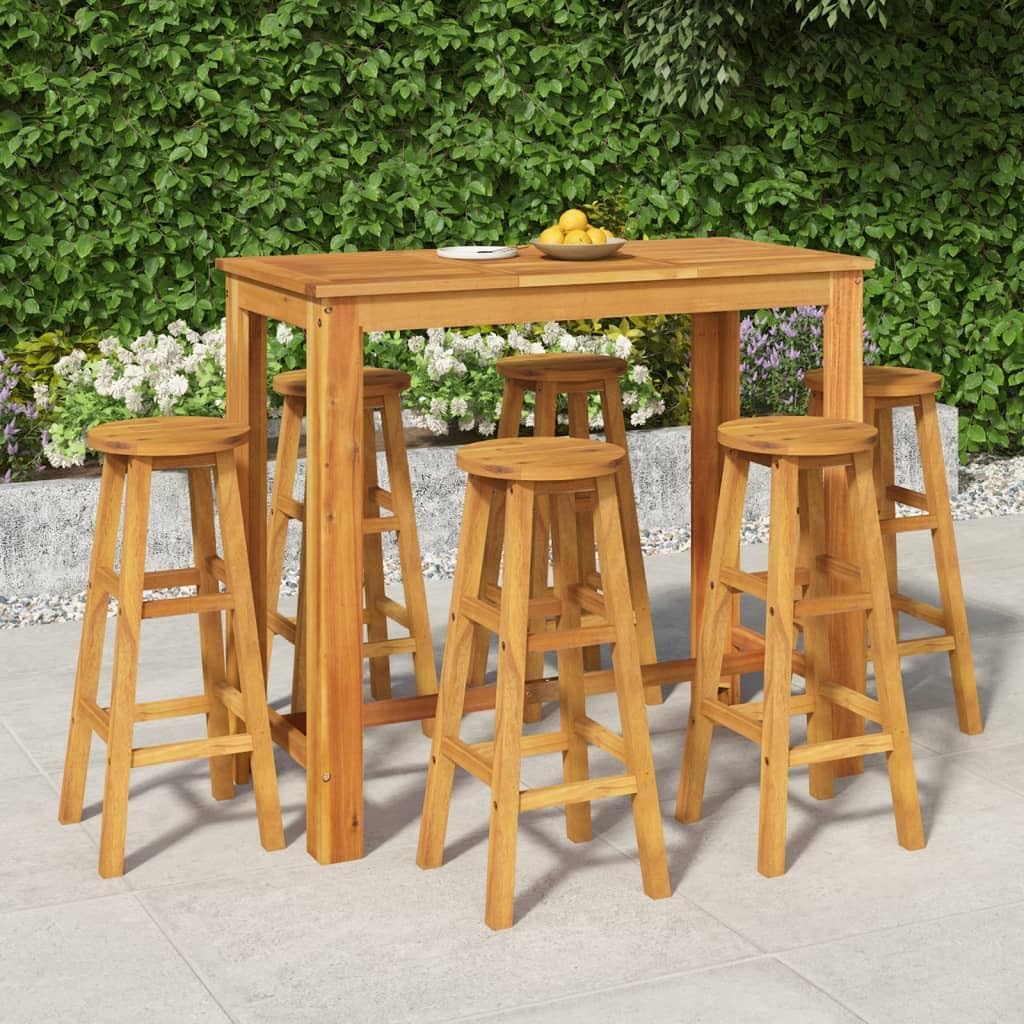 Patio Set 7 Piece Patio Bar Set Solid Wood Acacia
