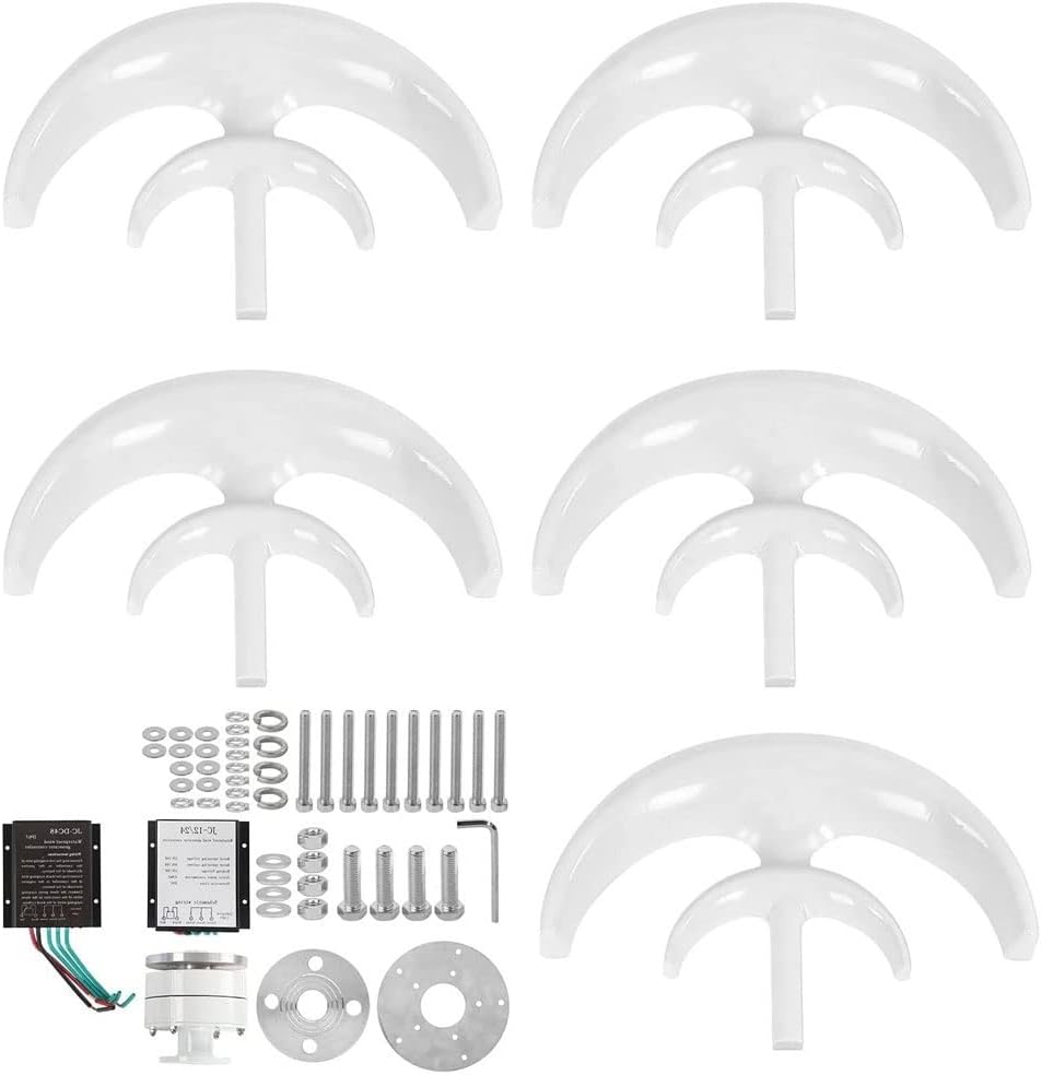 400W Wind Turbine Generator 5 Blades Vertical Axis Wind Power Generator with Charge Controller, Suitable for Terrace, Marine, Motor Home, Chalet, Boat