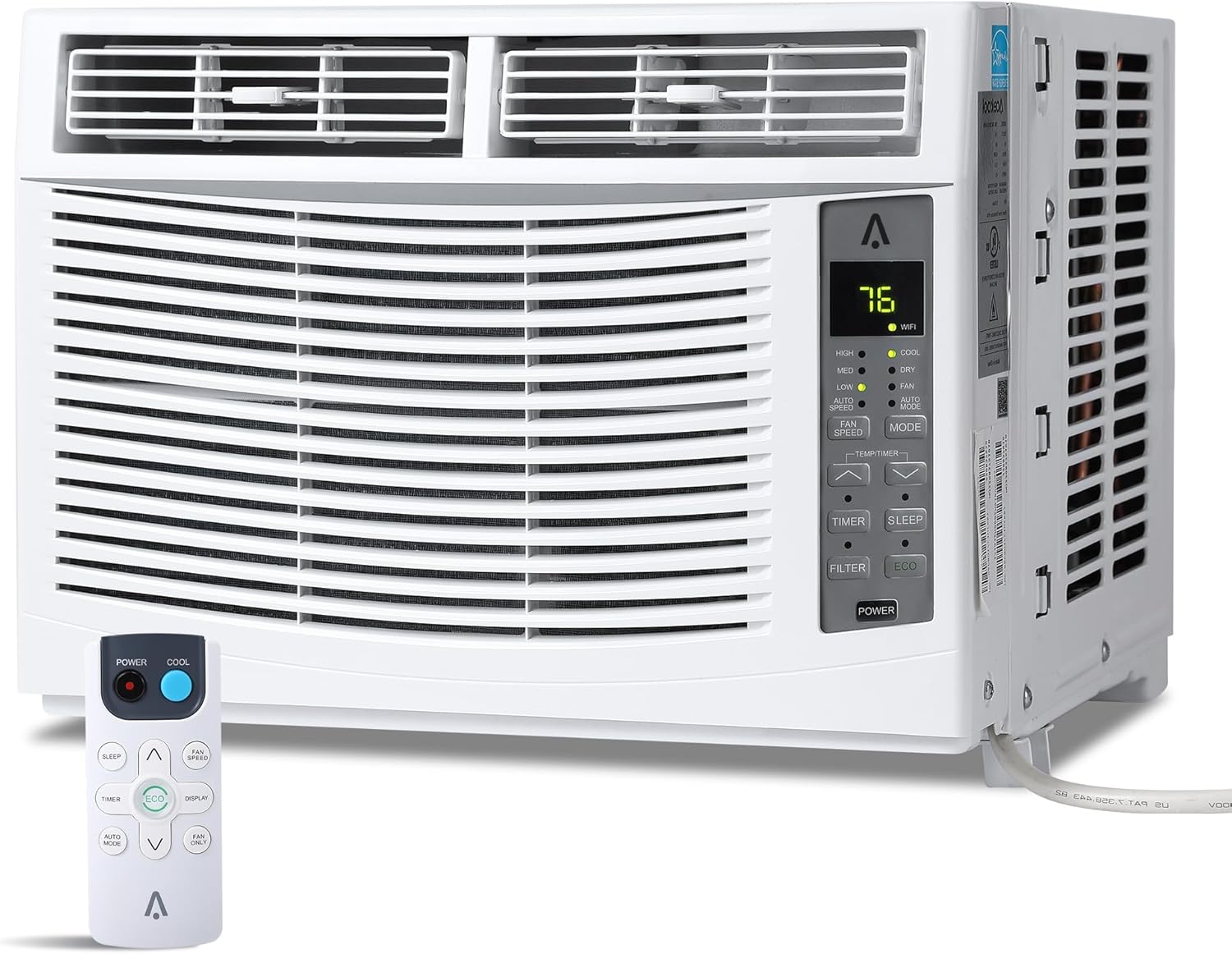 ABS Window Air Conditioner 6000 BTU with Fixed Frequency, Sleep Mode, ECO Mode, R32 Refrigerant, and 24-Hour Timer