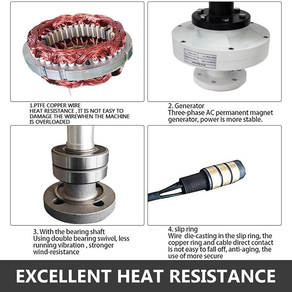 100W 200W 300W 400W Vertical Wind Turbine Generator, 5 Blades Wind Turbine with Controller 12V 24V Wind Generator for Home Use