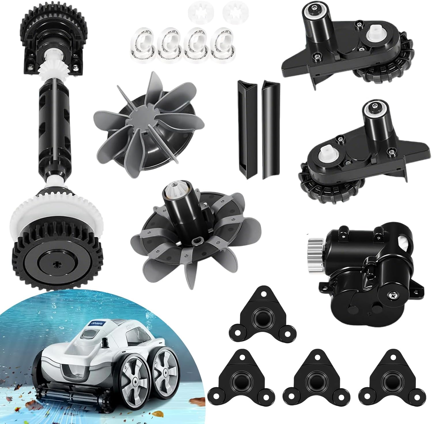 YMT R0995100 Tune Up Kit Rebuild Replacement Compatible with Polaris Quattro P40 P4000 Pool Cleaner, with Drive Shaft, GearBoxs, Axles, Bearings and Cyclonic Turbines