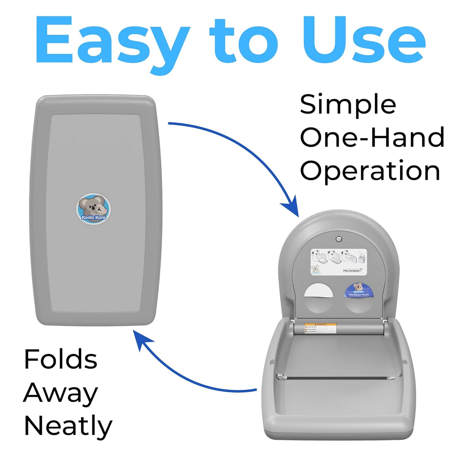 Koala Kare Surface-Mounted Horizontal Baby Changing Station, Model KB300-01 (Grey)