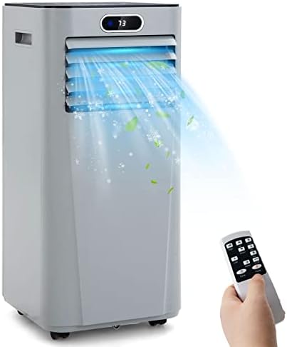 LDAILY Portable Air Conditioner, 8000 BTU for Rooms up to 230 sq.ft, 3-in-1 Evaporative Air Cooler w/Dehumidifying Fan & Remote Control, Sleep Mode, 24H Timer & LED Display (8000 BTU, Grey)