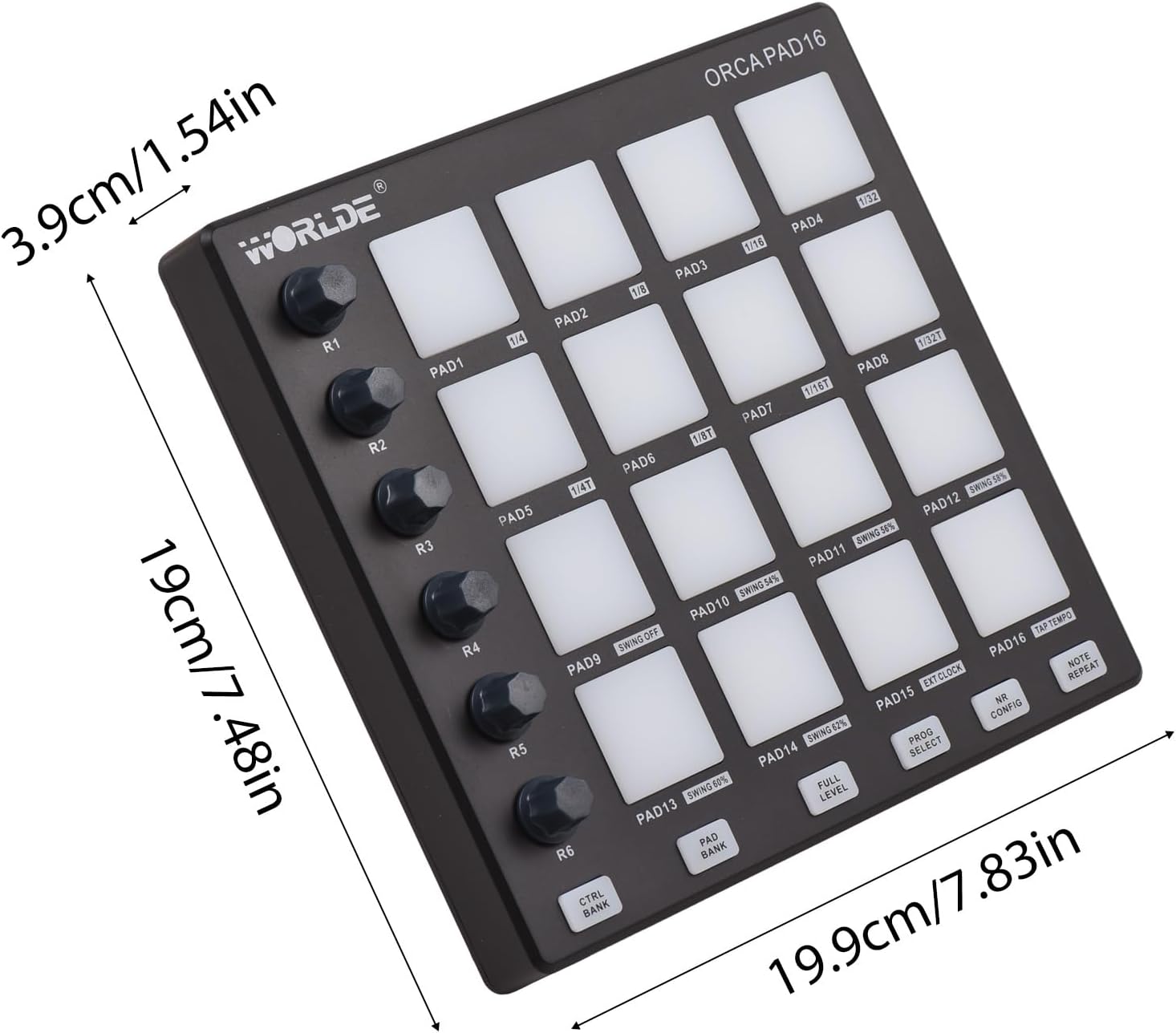 MIDI Controller Beat Maker Machine 6 Assignable Knobs Note Repeat Full Level Buttons and Production Software Portable Mini MIDI Controller Pad USB for Beginner Music Production