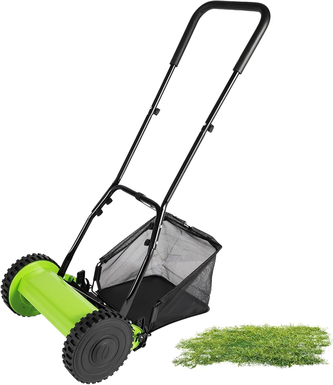 12inch Manual Push Lawn Mower 5-Blade Cordless Push Reel Lawn Mower with Grass Catcher Adjustable Cutting Height Walk-Behind Lawn Sweeper for Yard, Garden Park Landscaping