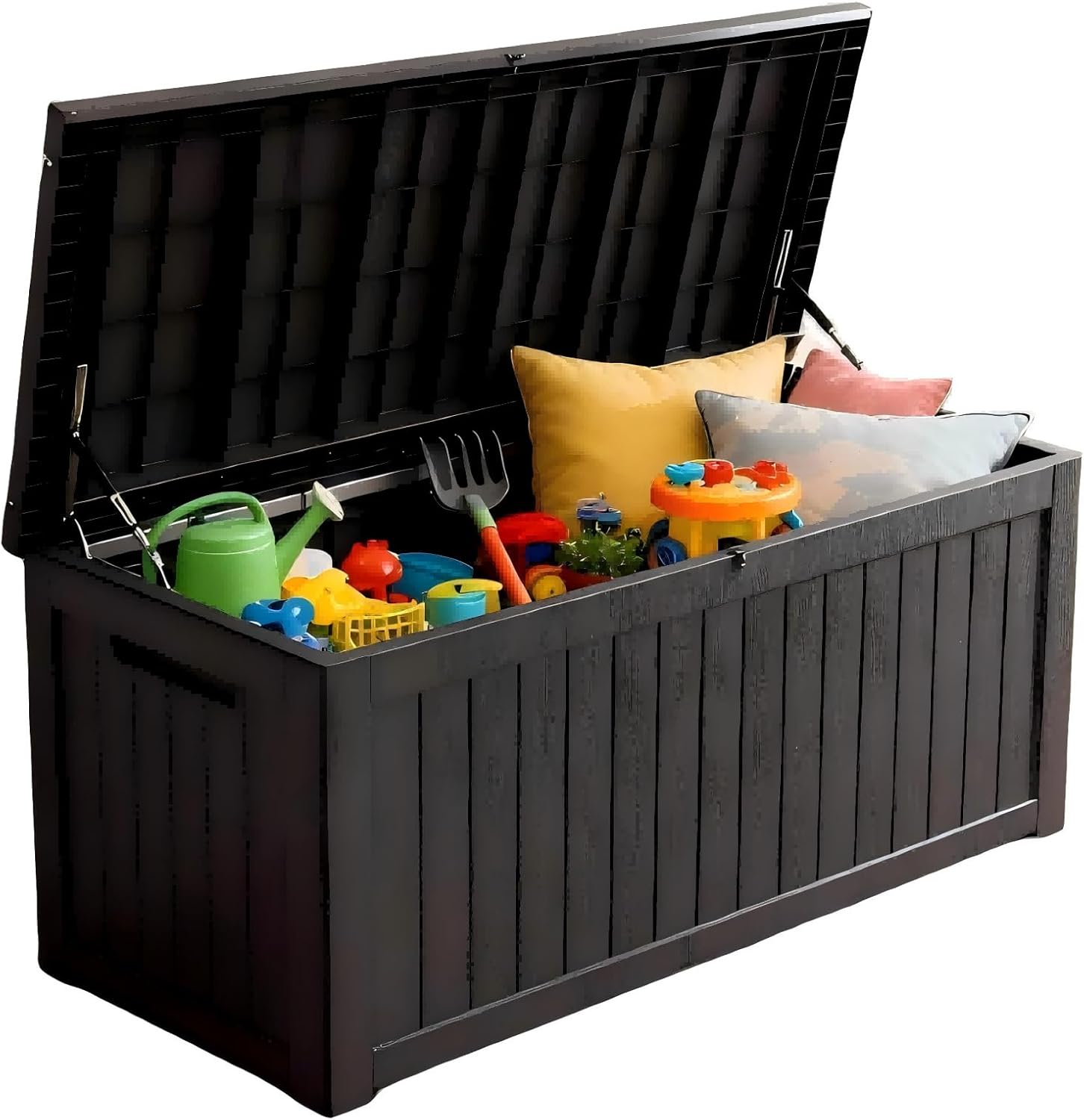 230 Gal Outdoor Storage Box Deck Box - Waterproof Resin Patio Furniture, All-Weather Garden Storage Bench for Cushions, Pool Accessories & Yard Tools
