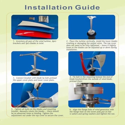 3000W Spiral Blade Wind Turbine Generator - Vertical Axis Maglev Design, 12/24V with Controller - Quiet, Efficient Wind Power for Home, Boats, Street Lighting (24V)