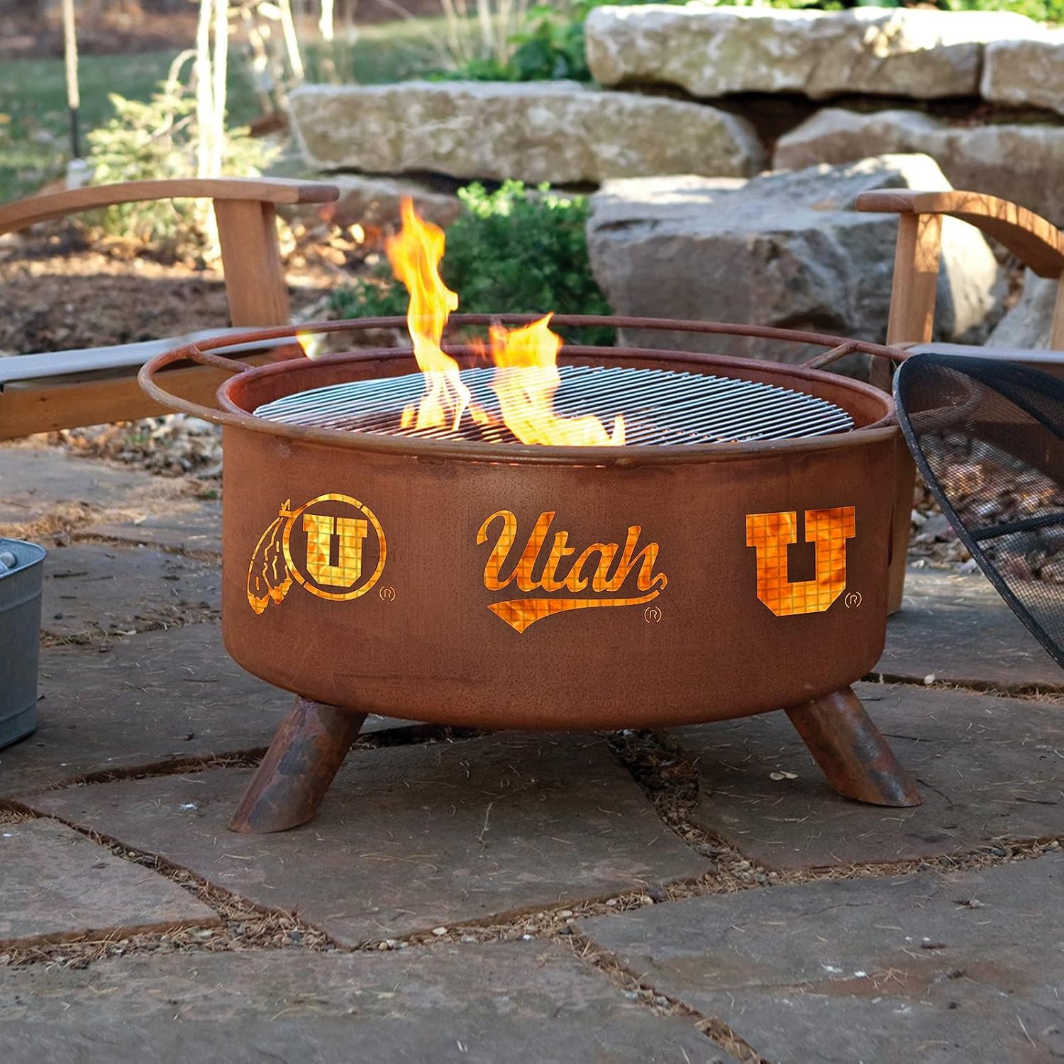 Patina Products F243 Utah Steel Outdoor Fire Pit - 24 x 24 x 11 inch - Natural Rust Patina Finish