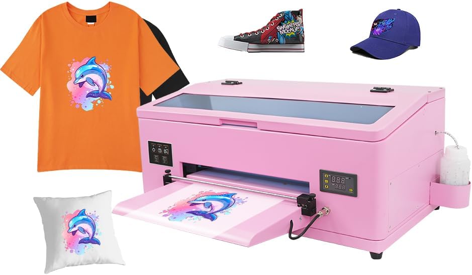 A3 DTF Printer L1800 Transfer Printing Machine 100% Transfer Rate for DIY Print T-Shirts, Leather, Other Textile (A3 Printer + Software + 5x250ml Ink + 1 Roll Film)