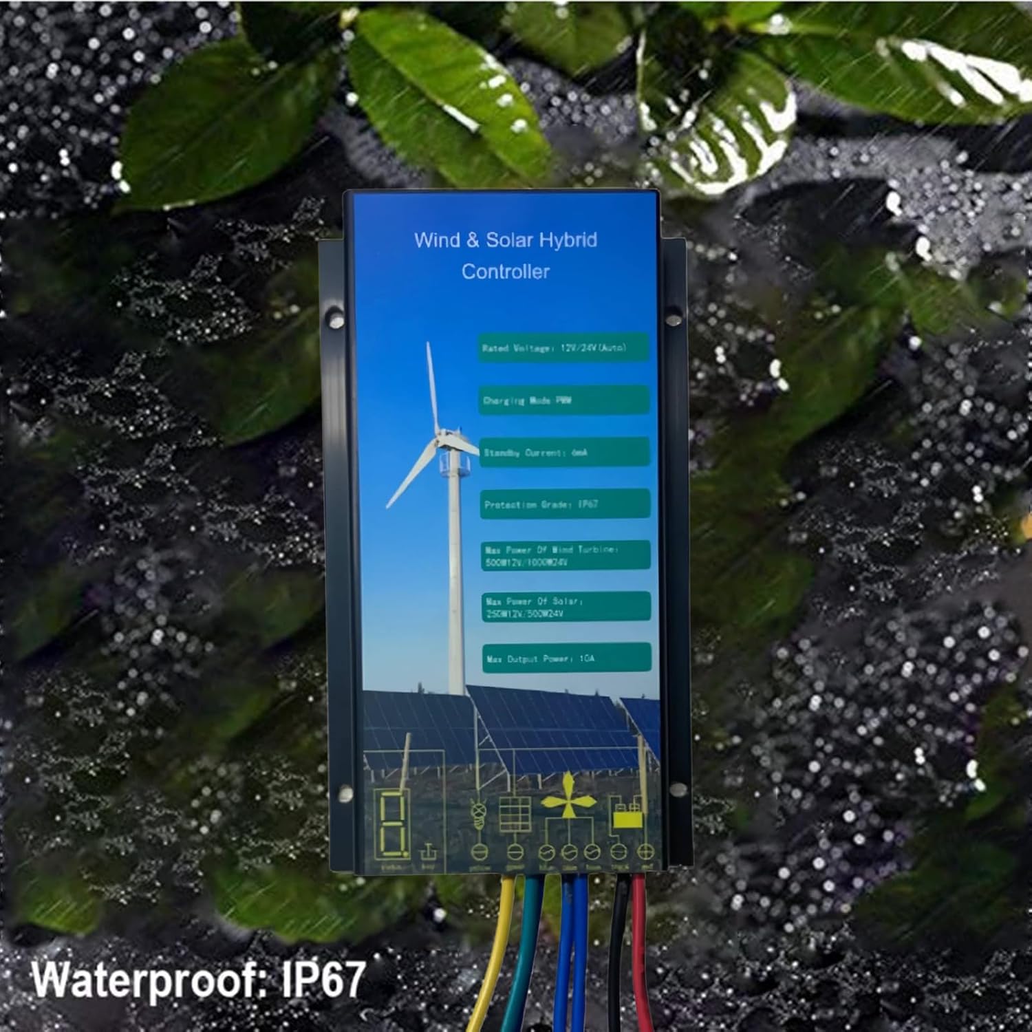 30A Mini Wind Turbine Generator Controller,IP67 Waterproof 12V/24V Automatic Controller for 400W/500W/600W Wind Turbine System