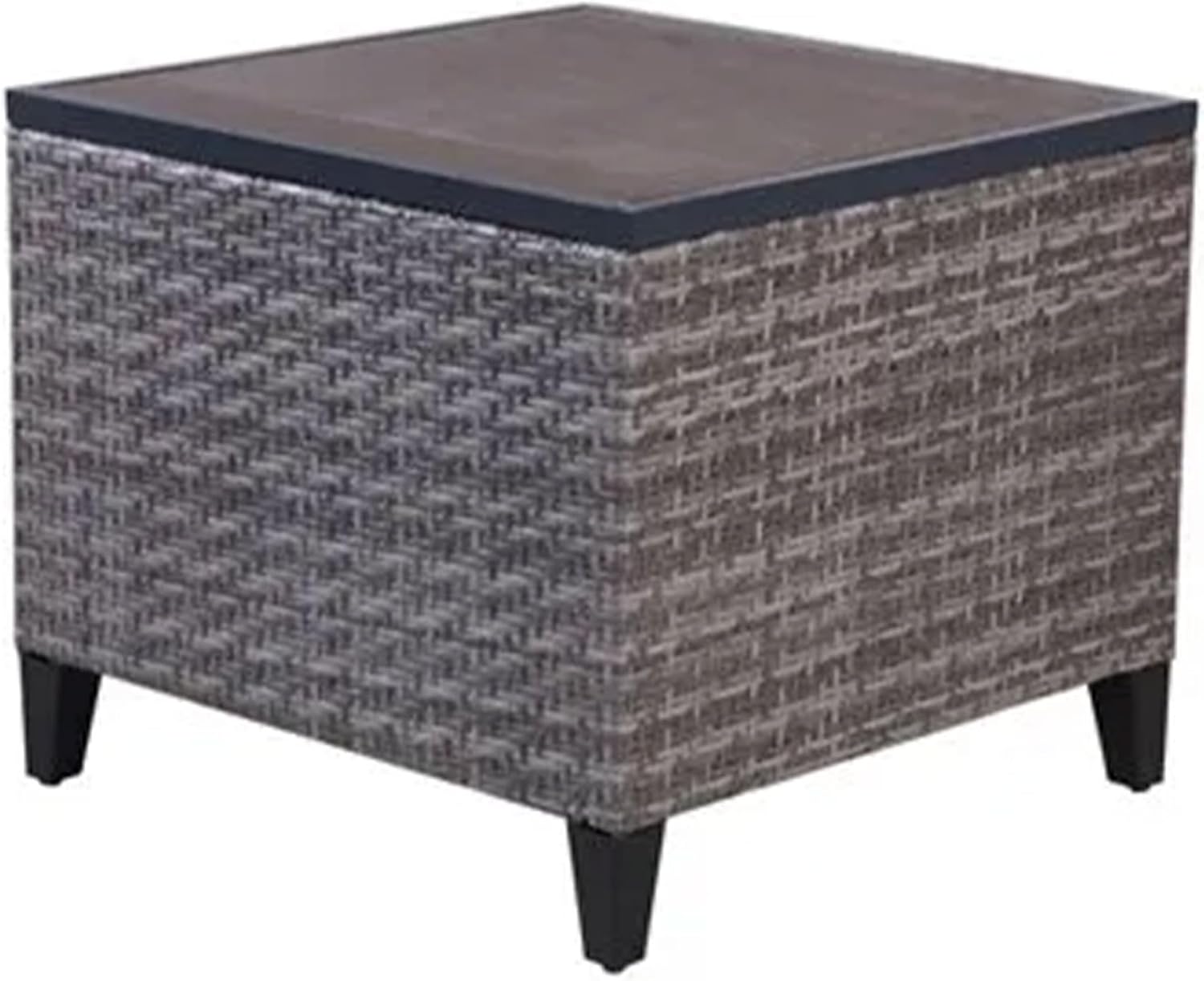 Four Seasons Courtyard Serronova Outdoor Aluminum Side Table All Weather Furniture Piece with Faux Wood Tabletop for Backyard Patios and Porches, Gray