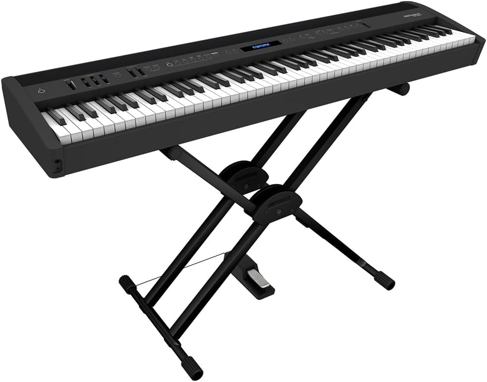Roland FP-60X Digital Piano Black Bundle with Sustain Pedal & Polishing Cloth – Portable 88-Key Piano with SuperNATURAL Sound Engine, Bluetooth Connectivity & Built-In Stereo Speakers