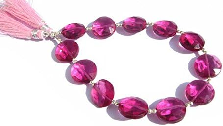 13 inch natural beads strand of 14x14mm faceted coin rubellite quartz gemstone beads for DIY jewelry - necklace, bracelet, earring, ring.