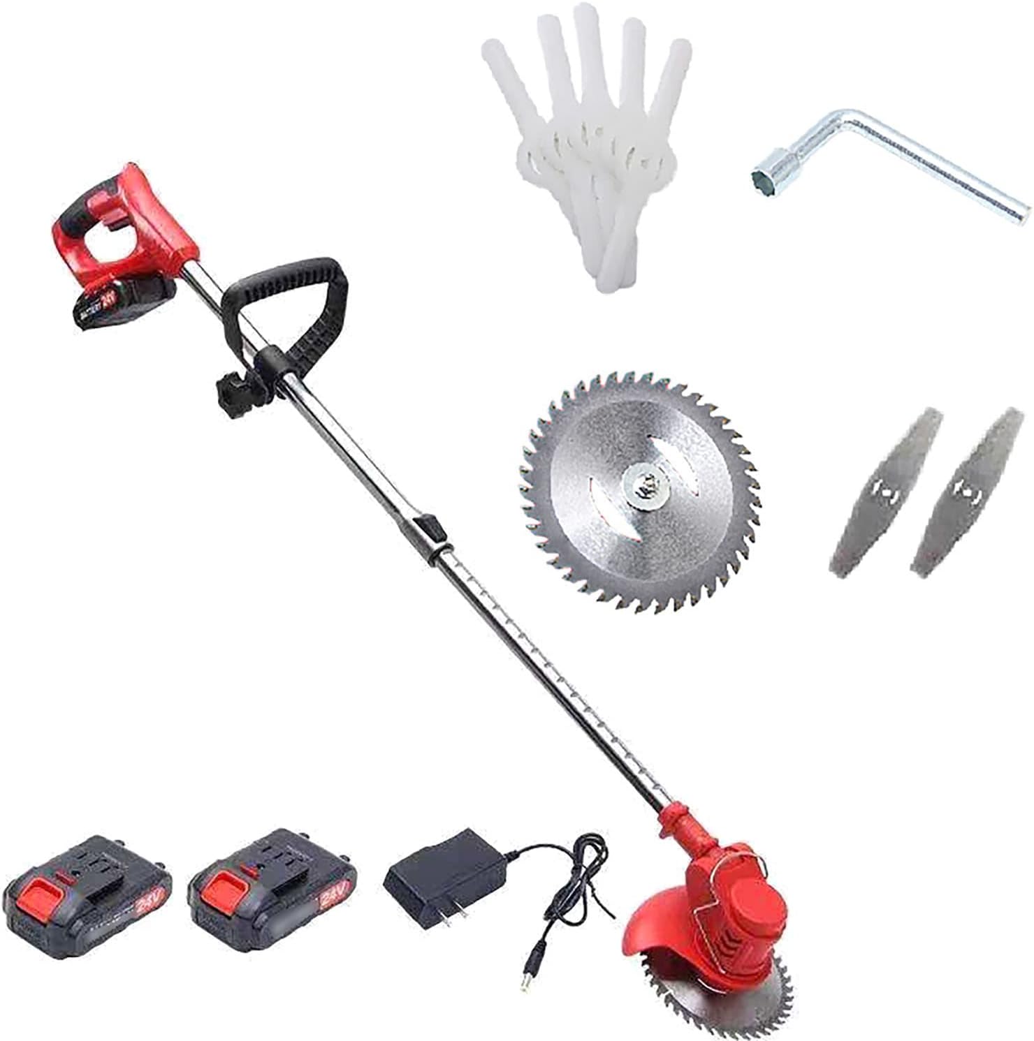 Electric Weeder, 3 Blade Multipurpose Home Lawn Mower Battery Powered 24V Lightweight Cordless Weeder with Charger for Garden Lawns