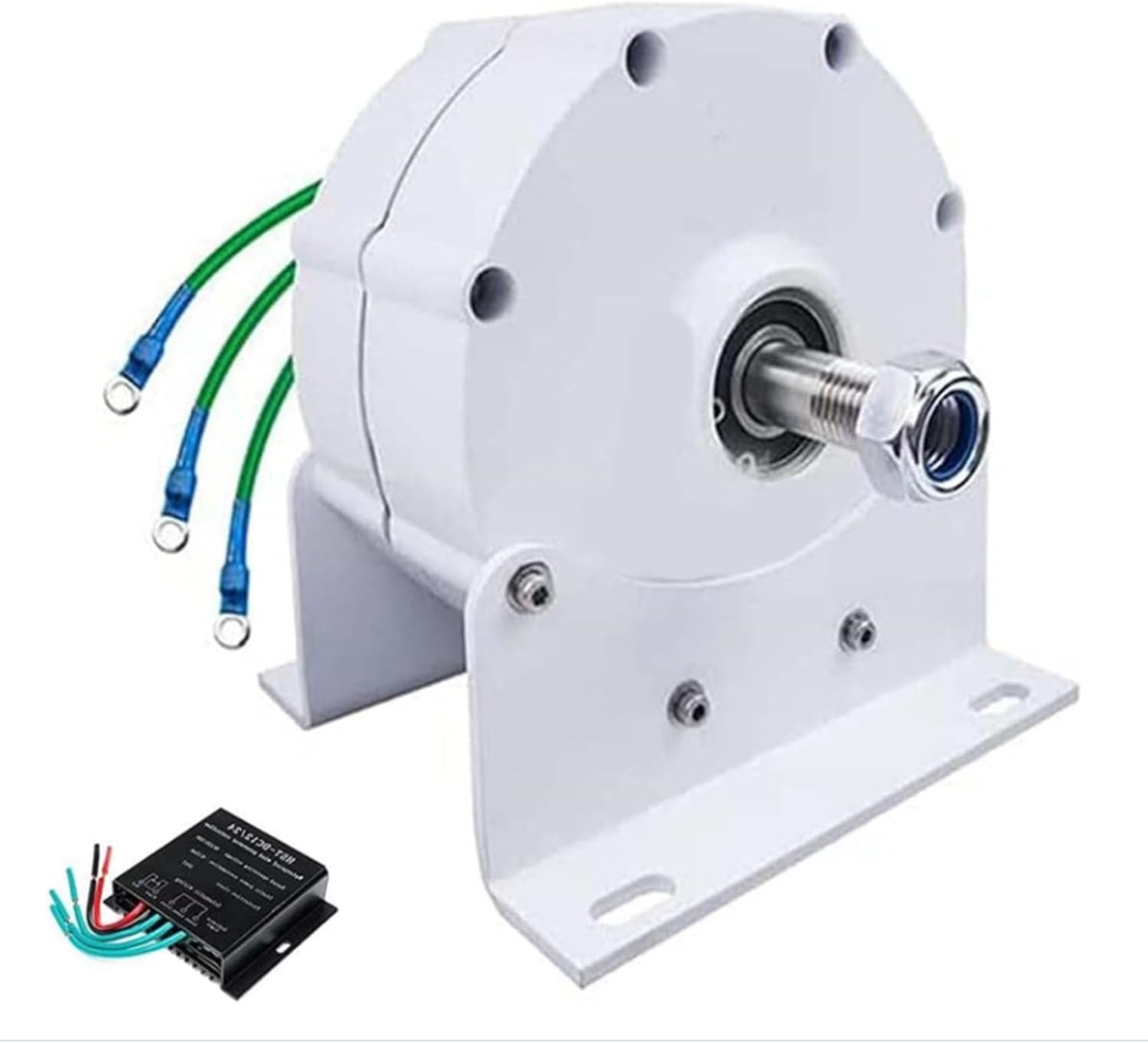 10000W 12V 24V 48V Three Phase AC Gearless Permanent Magnet AC Wind Turbine Generator with Base for Wind Turbine Blade Controller Brushless Generator 220V (White)